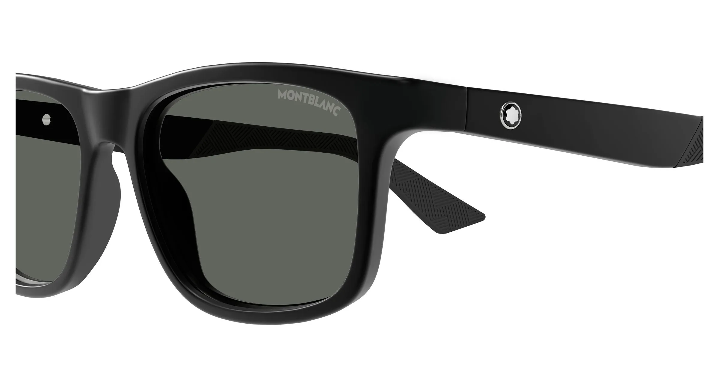 Montblanc MB0432S 002 Occhiali da sole Iniettato Nero Fumo Squadrata - immagine 3