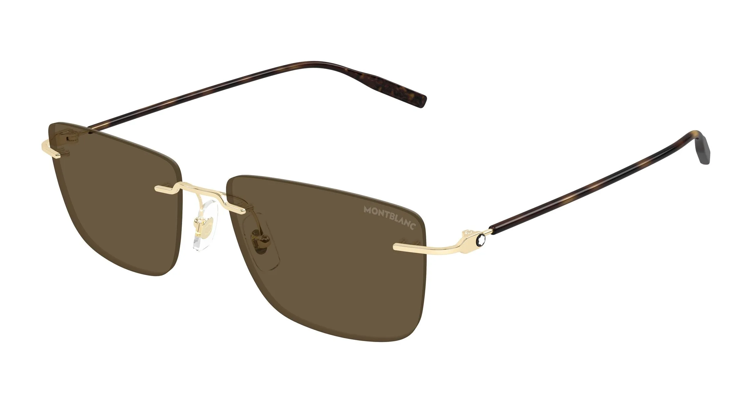 Montblanc MB0429S 005 Occhiali da sole Metallo Oro Marrone Squadrata - immagine 1