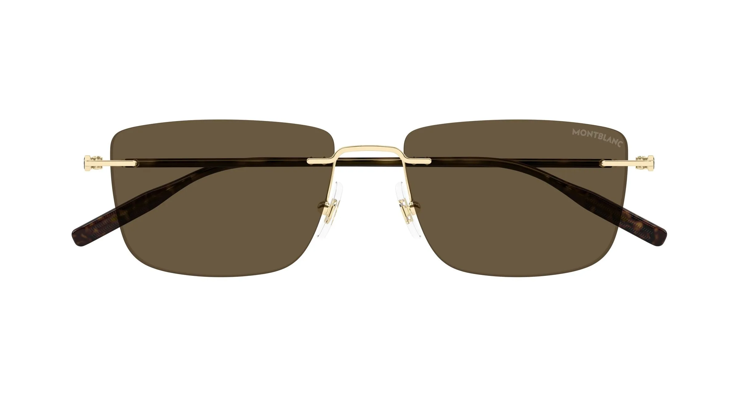 Montblanc MB0429S 005 Occhiali da sole Metallo Oro Marrone Squadrata - immagine 2