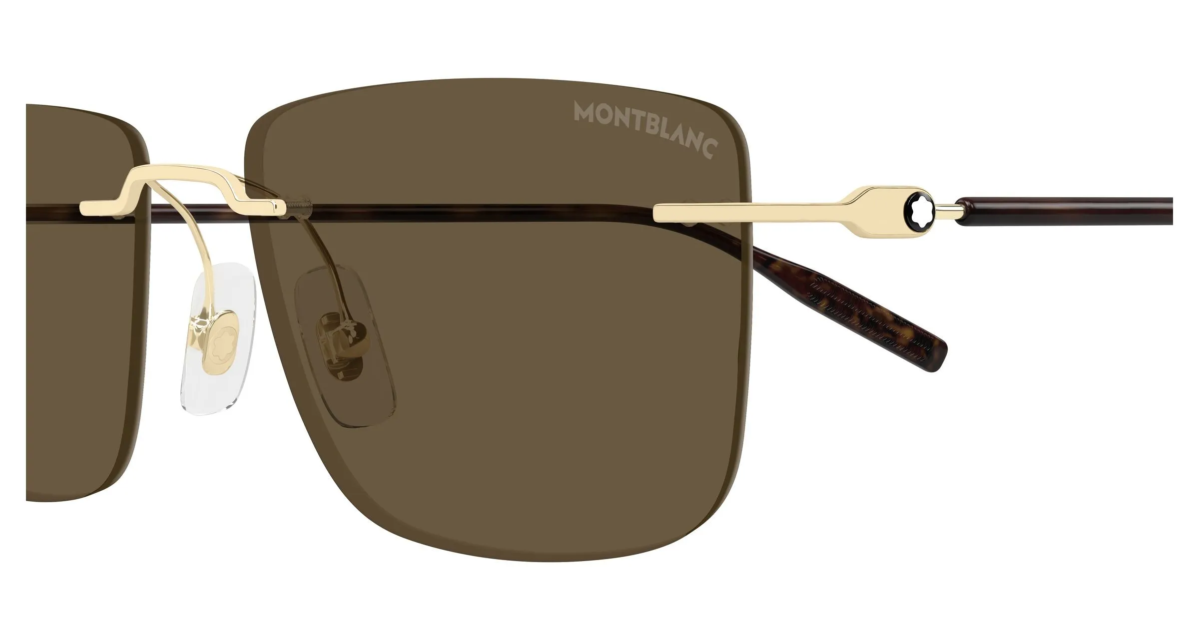 Montblanc MB0429S 005 Occhiali da sole Metallo Oro Marrone Squadrata - immagine 3