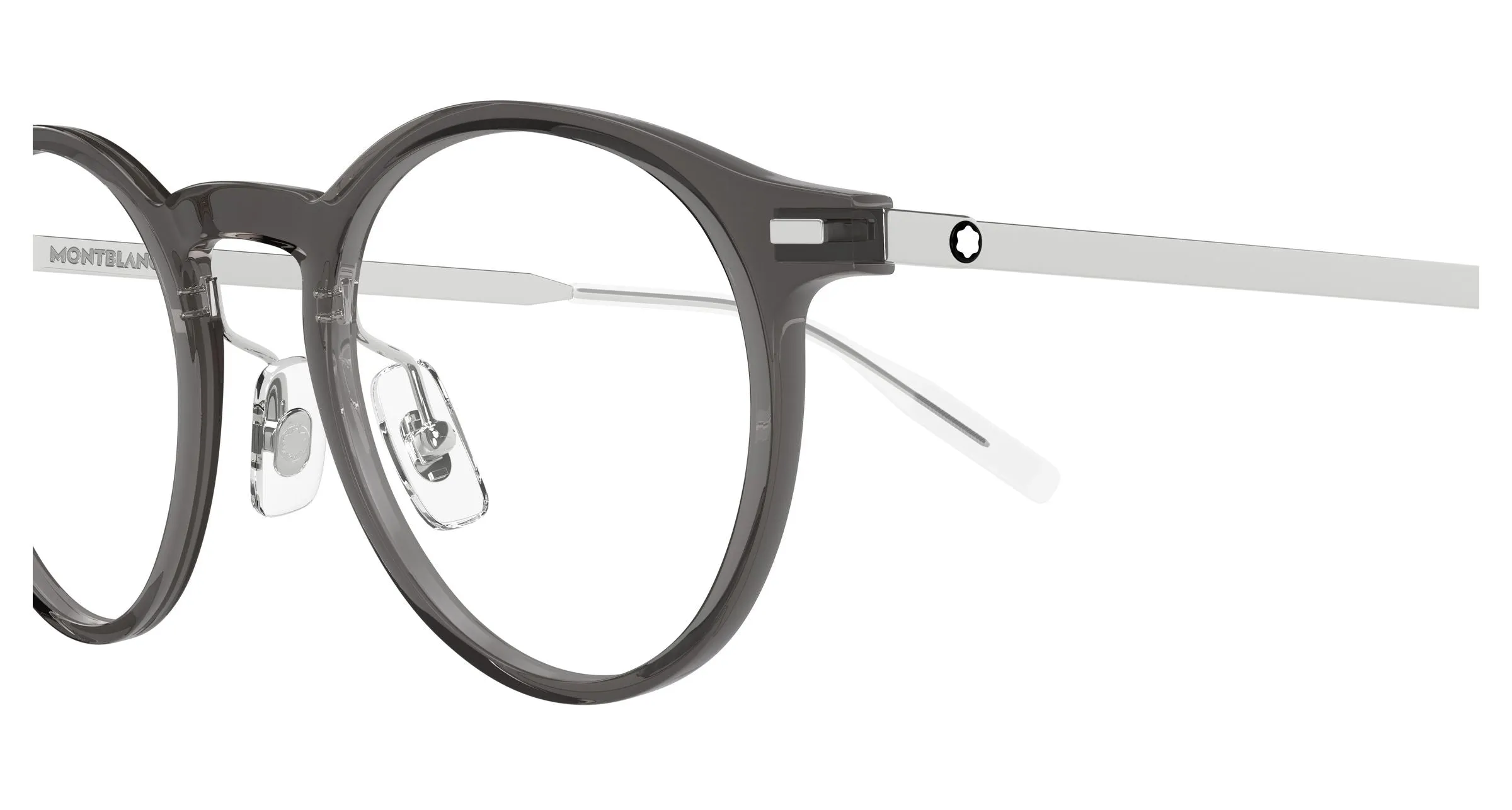 Montblanc MB0426O 004 Montature da vista Iniettato Grigio Trasparente Rotonda - immagine 3