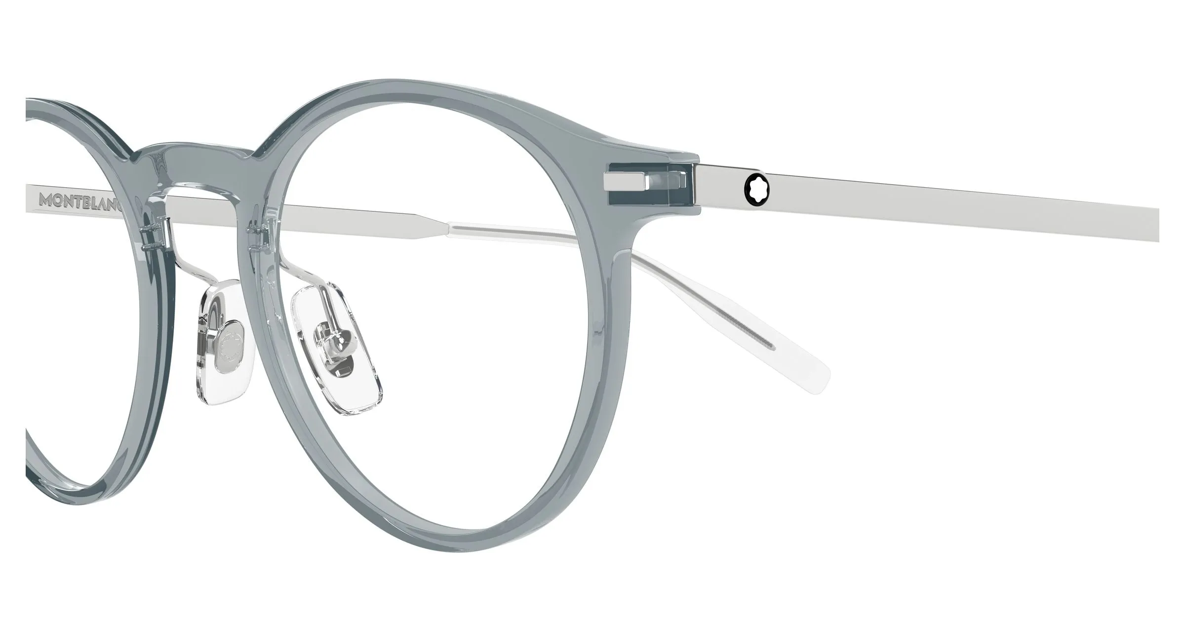 Montblanc MB0426O 003 Montature da vista Iniettato Grigio Trasparente Rotonda - immagine 3
