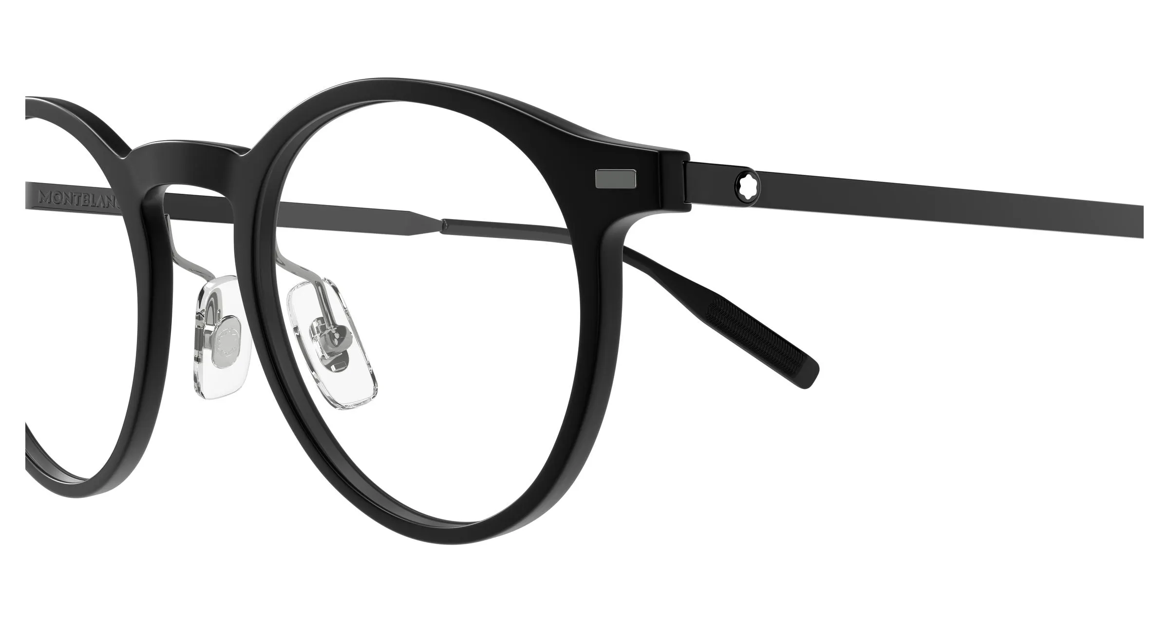 Montblanc MB0426O 002 Montature da vista Iniettato Nero Trasparente Rotonda - immagine 3