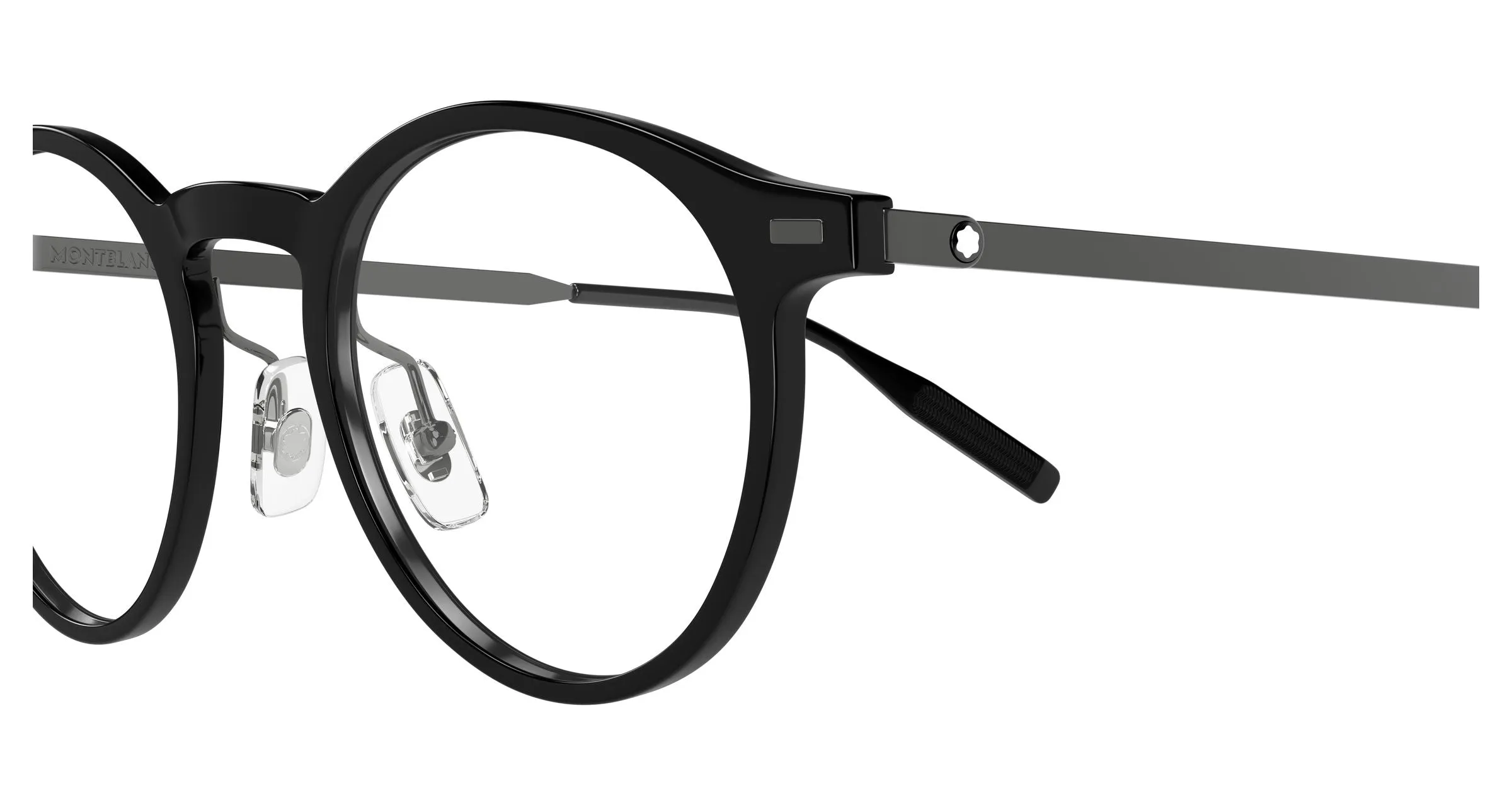 Montblanc MB0426O 001 Montature da vista Iniettato Nero Trasparente Rotonda - immagine 3