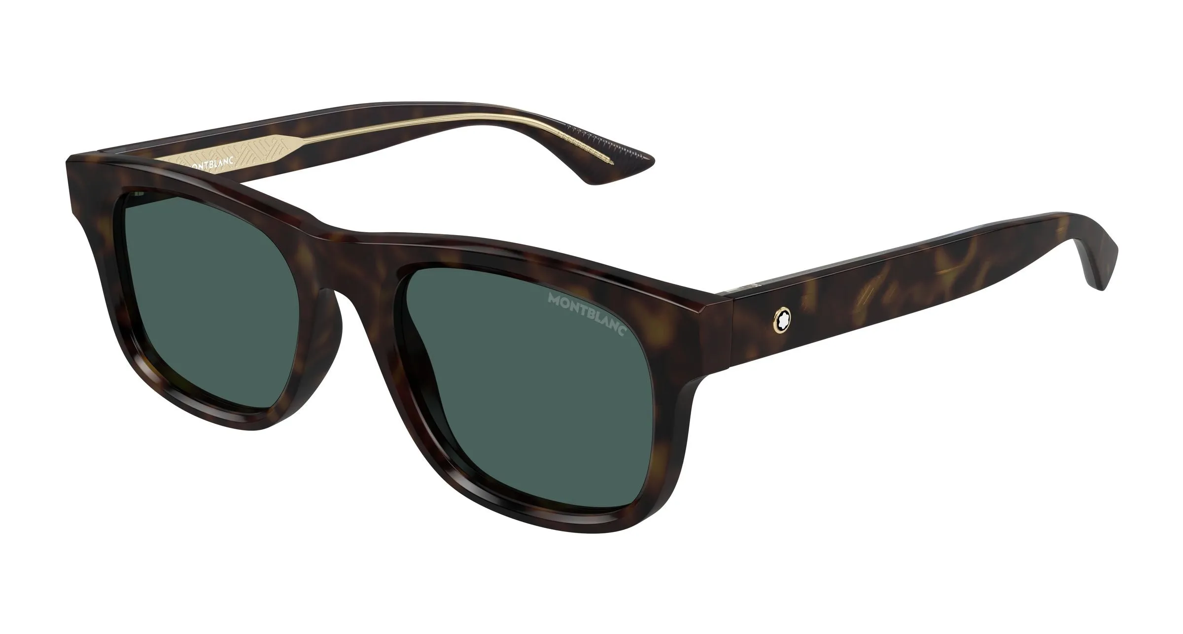 Montblanc MB0421S 002 Occhiali da sole Acetato Havana Verde Squadrata - immagine 1