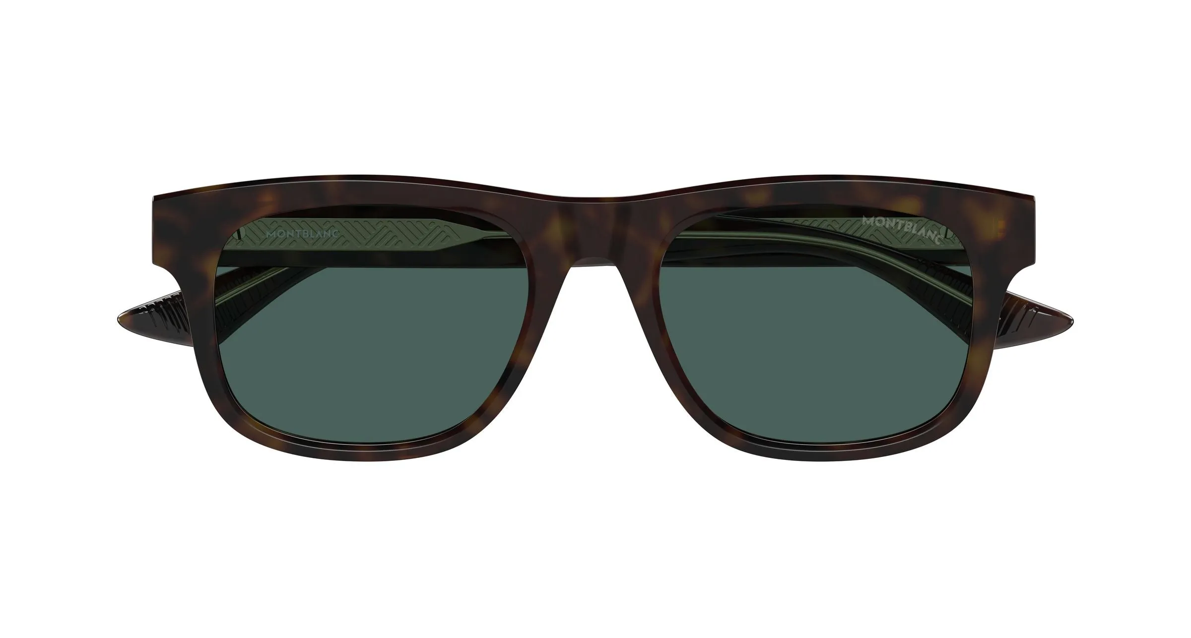 Montblanc MB0421S 002 Occhiali da sole Acetato Havana Verde Squadrata - immagine 2