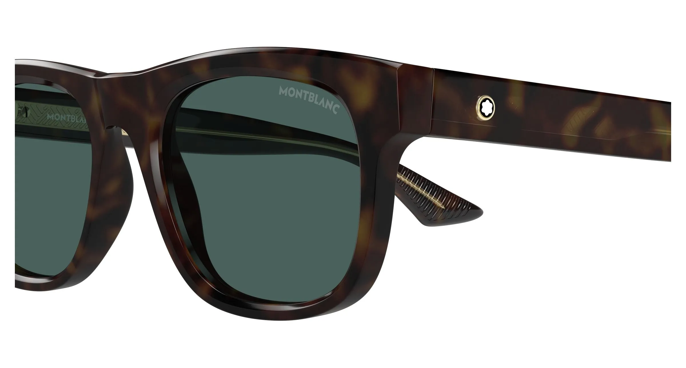 Montblanc MB0421S 002 Occhiali da sole Acetato Havana Verde Squadrata - immagine 3