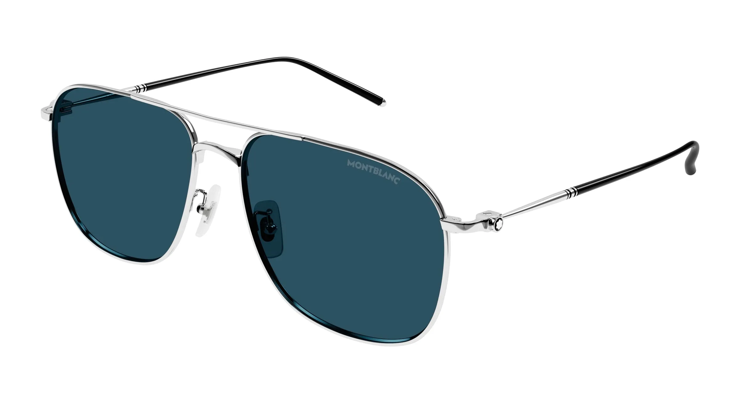 Montblanc MB0417SA 004 Occhiali da sole Titanio Argento Blu Pilot - immagine 1