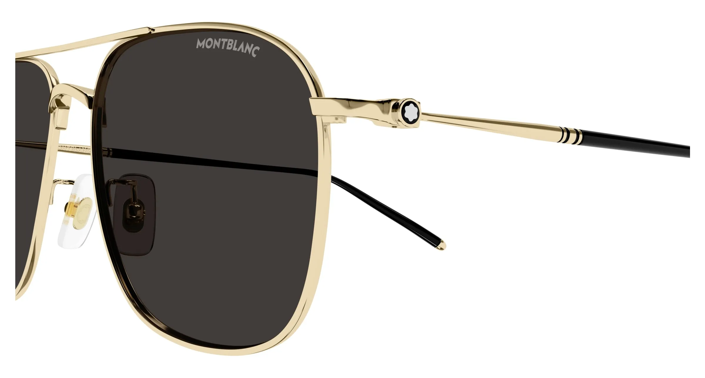 Montblanc MB0417SA 001 Occhiali da sole Titanio Oro Grigio Pilot - immagine 3
