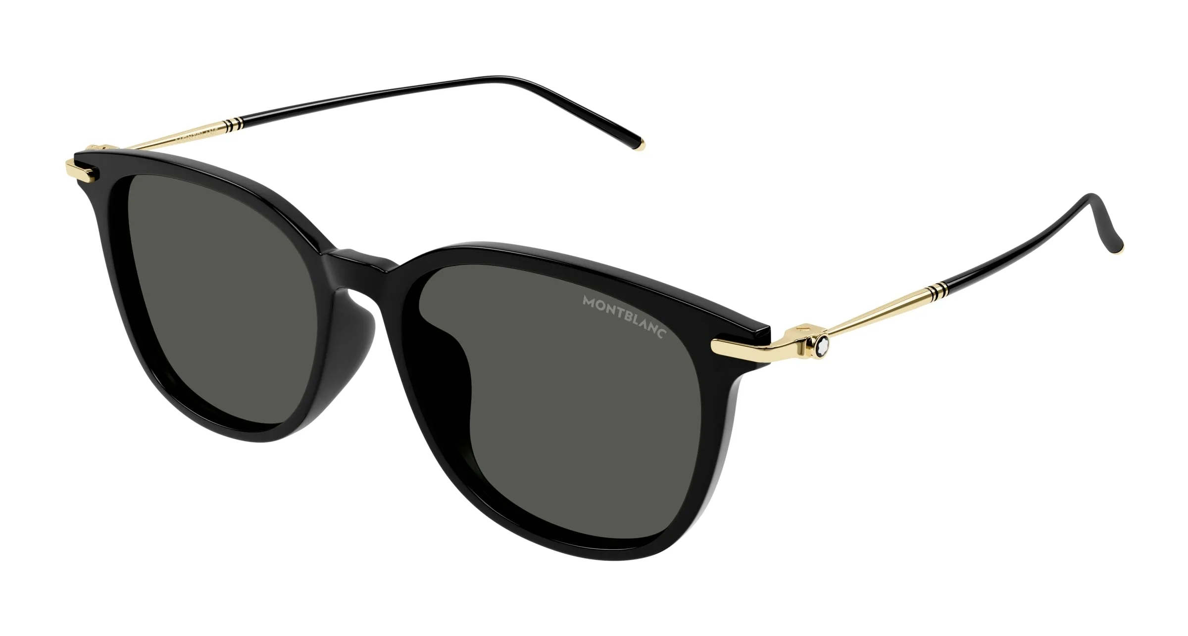 Montblanc MB0416SA 002 Occhiali da sole Acetato Nero Grigio Squadrata - immagine 1
