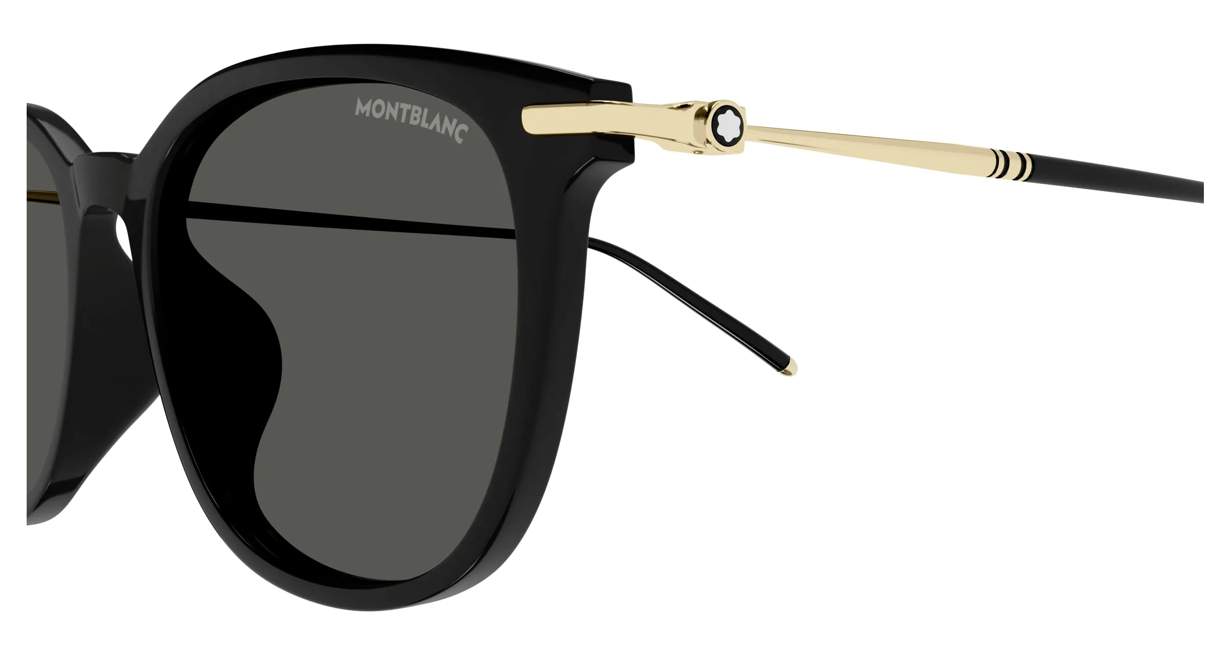 Montblanc MB0416SA 002 Occhiali da sole Acetato Nero Grigio Squadrata - immagine 3