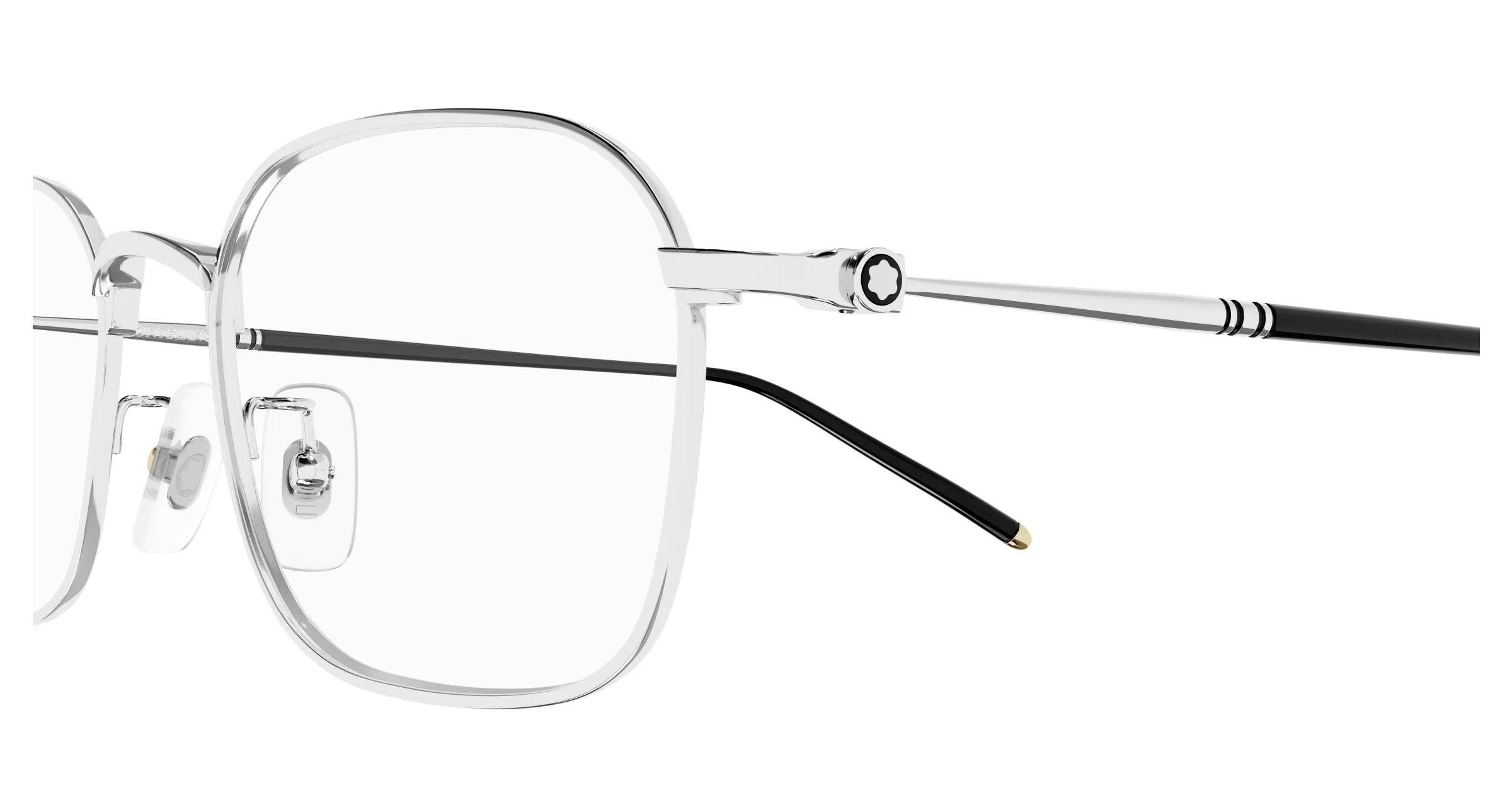 Montblanc MB0414OA 003 Montature da vista Titanio Argento Trasparente Squadrata - immagine 3