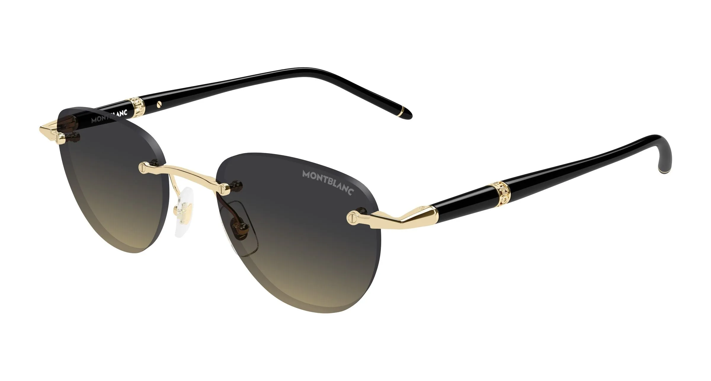 Montblanc MB0412S 007 Occhiali da sole Metallo Oro Arancione Rotonda - immagine 1