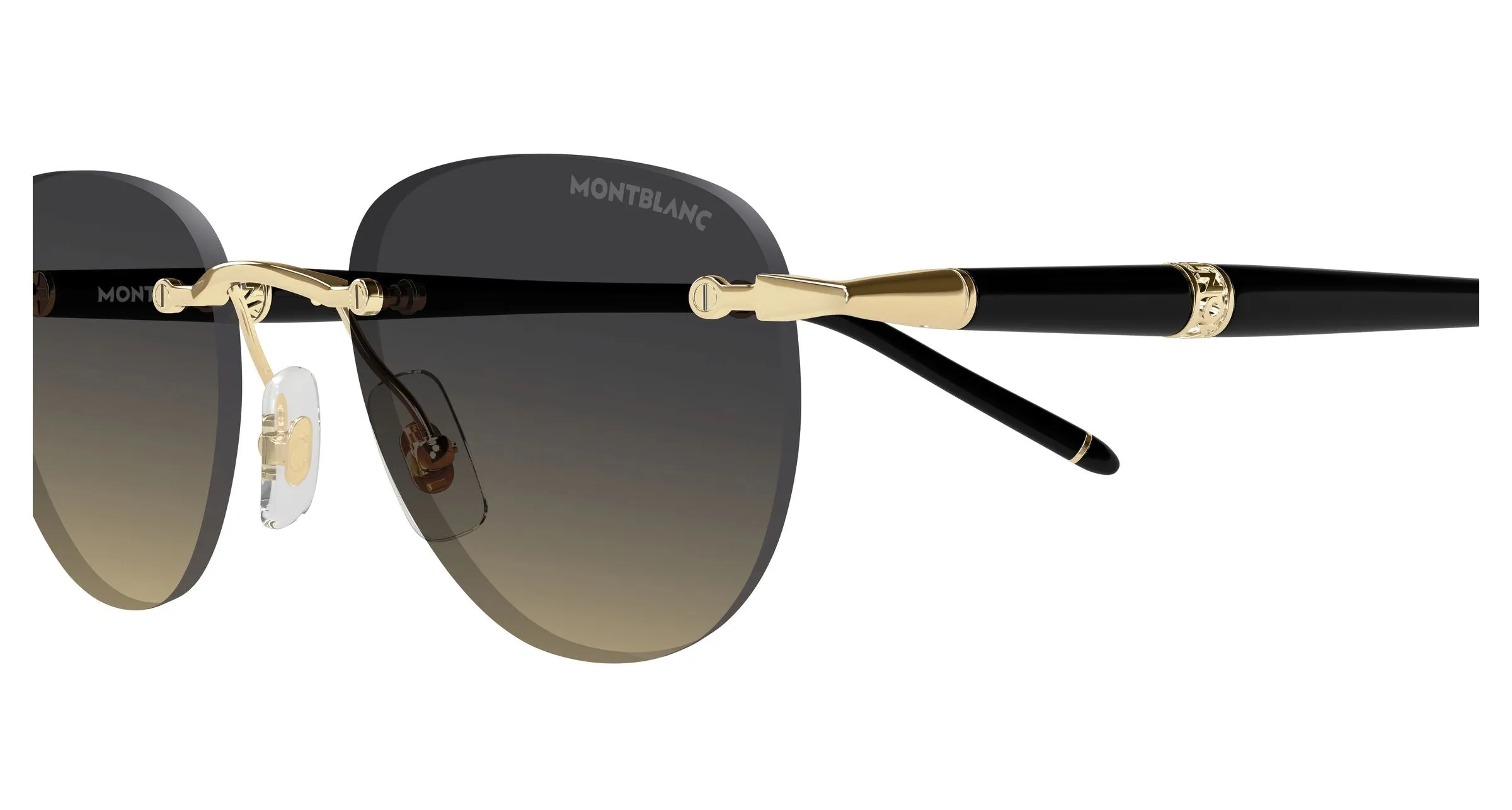 Montblanc MB0412S 007 Occhiali da sole Metallo Oro Arancione Rotonda - immagine 3