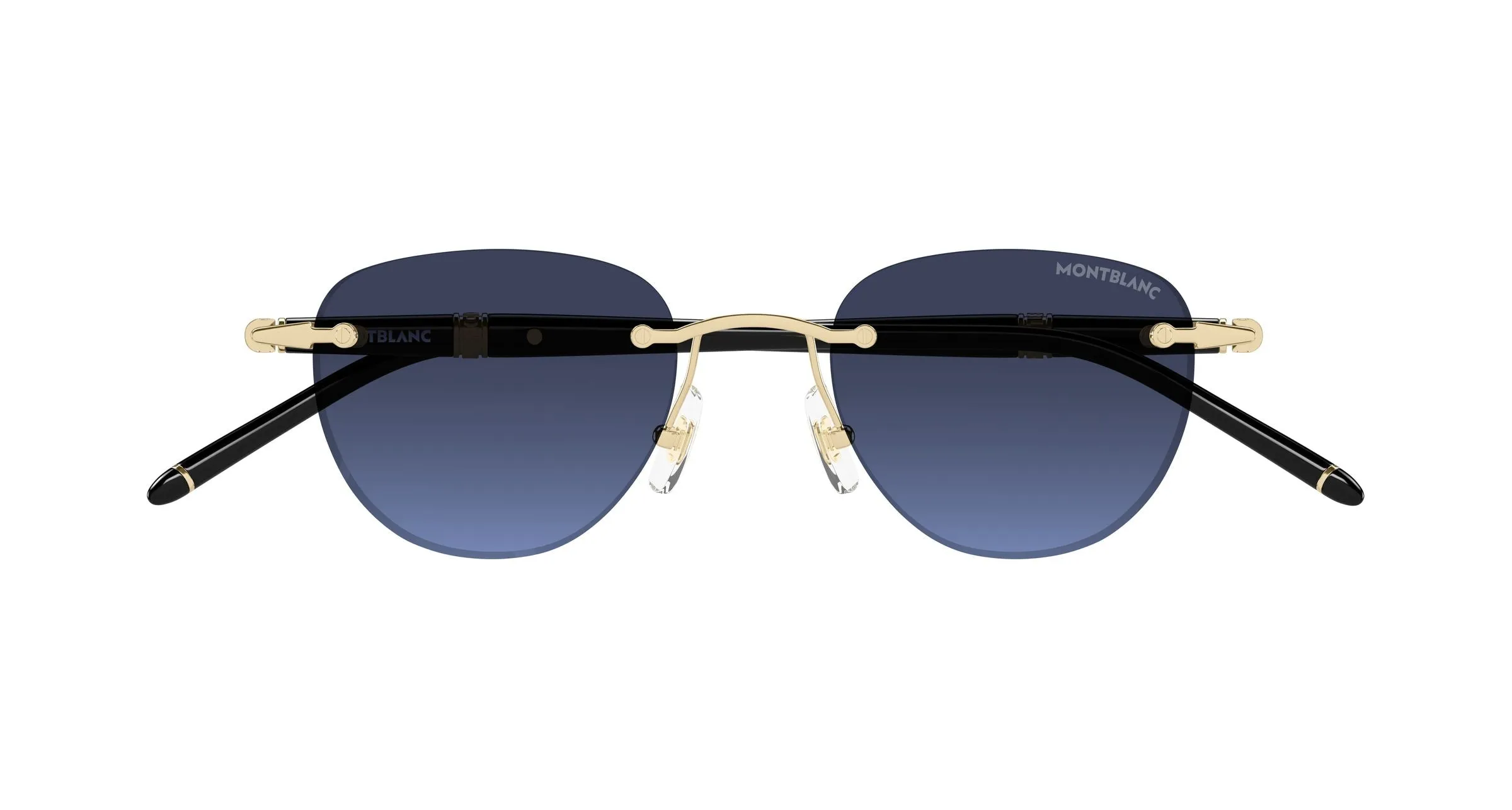 Montblanc MB0412S 006 Occhiali da sole Metallo Oro Blu Rotonda - immagine 2