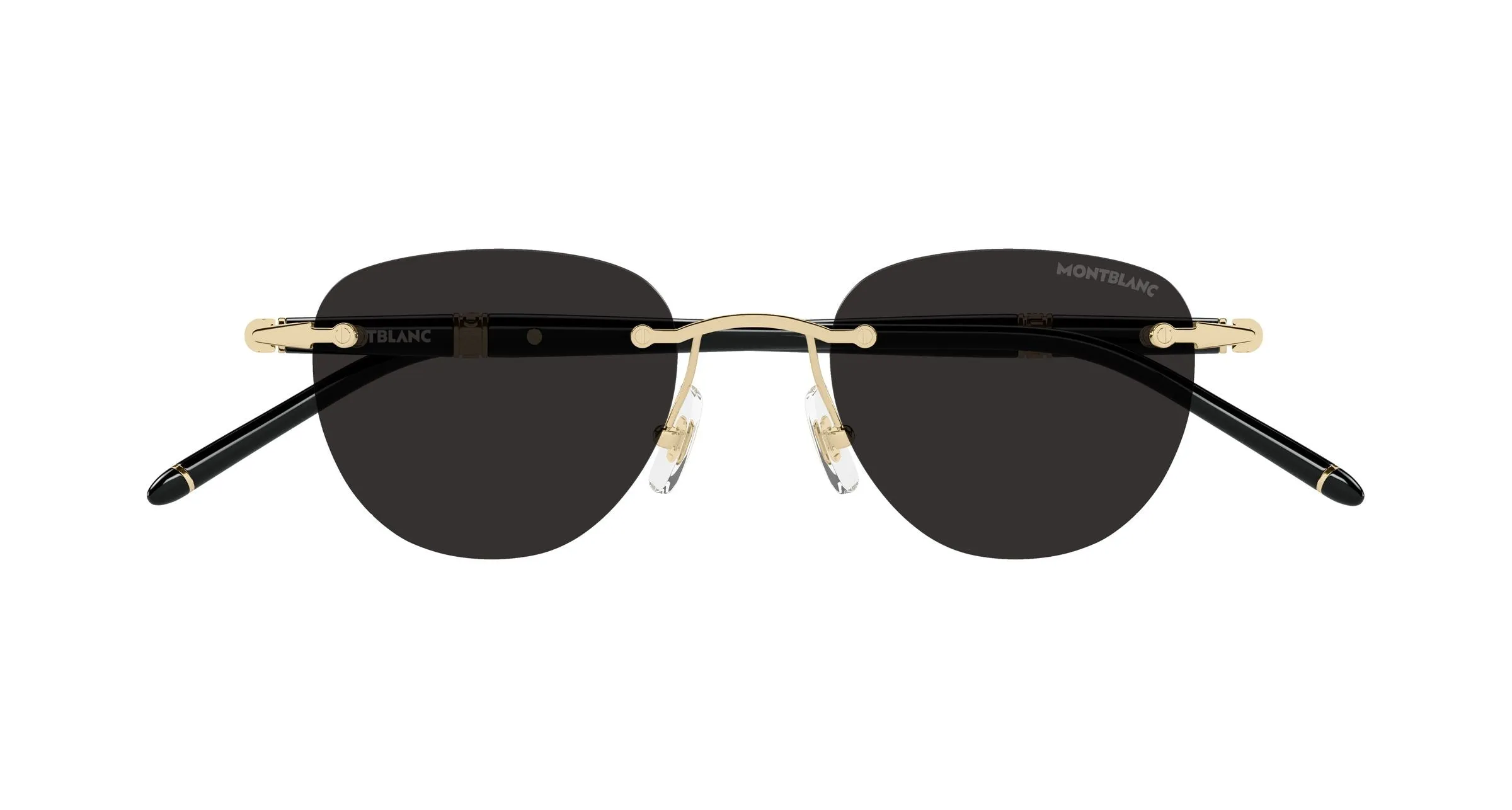 Montblanc MB0412S 005 Occhiali da sole Metallo Oro Grigio Rotonda - immagine 2