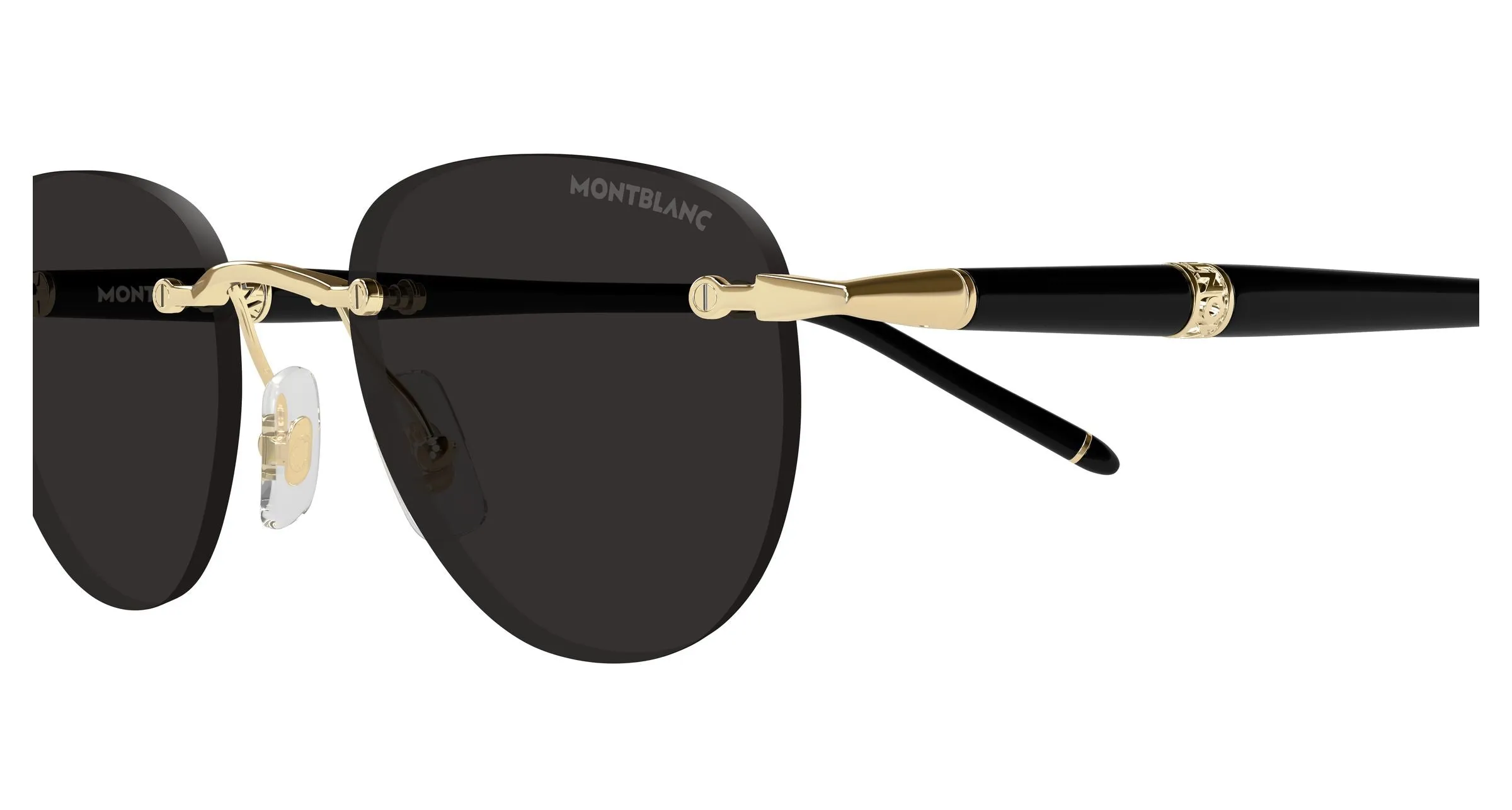 Montblanc MB0412S 005 Occhiali da sole Metallo Oro Grigio Rotonda - immagine 3