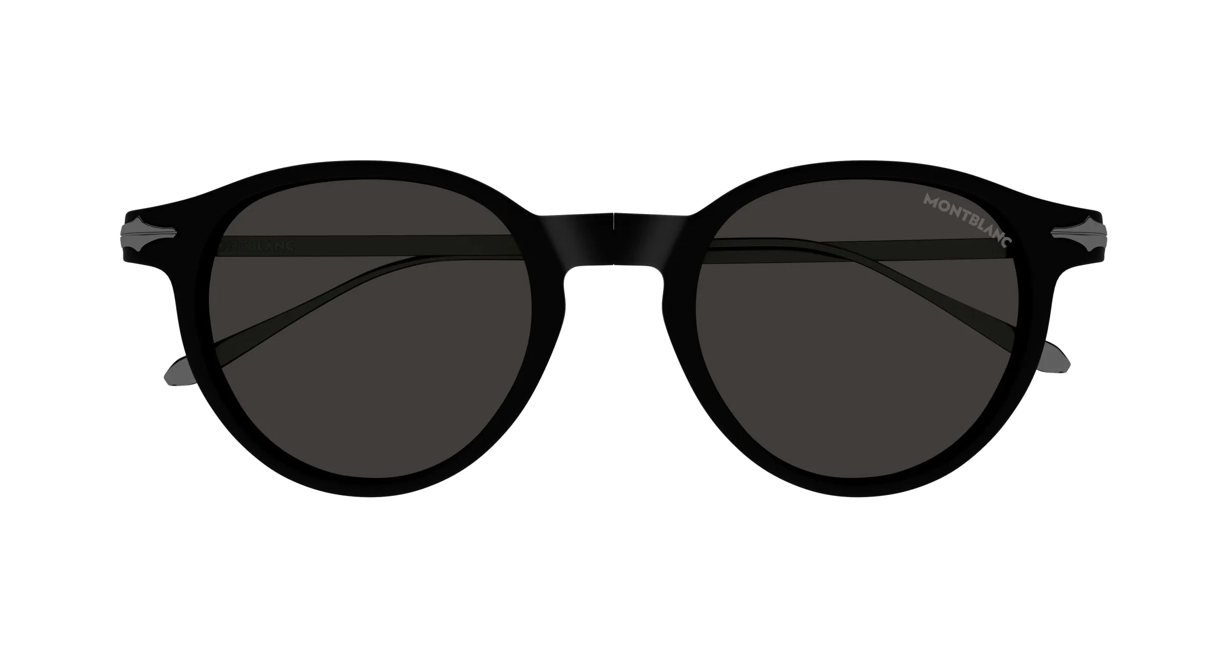 Montblanc MB0407S 002 Occhiali da sole Iniettato Nero Grigio Rotonda - immagine 2