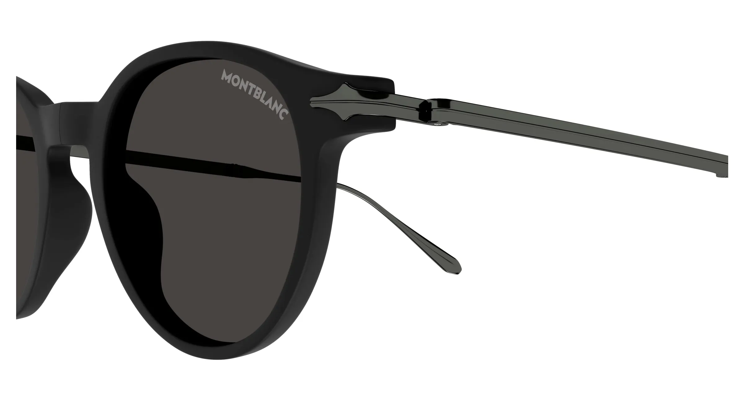 Montblanc MB0407S 002 Occhiali da sole Iniettato Nero Grigio Rotonda - immagine 3