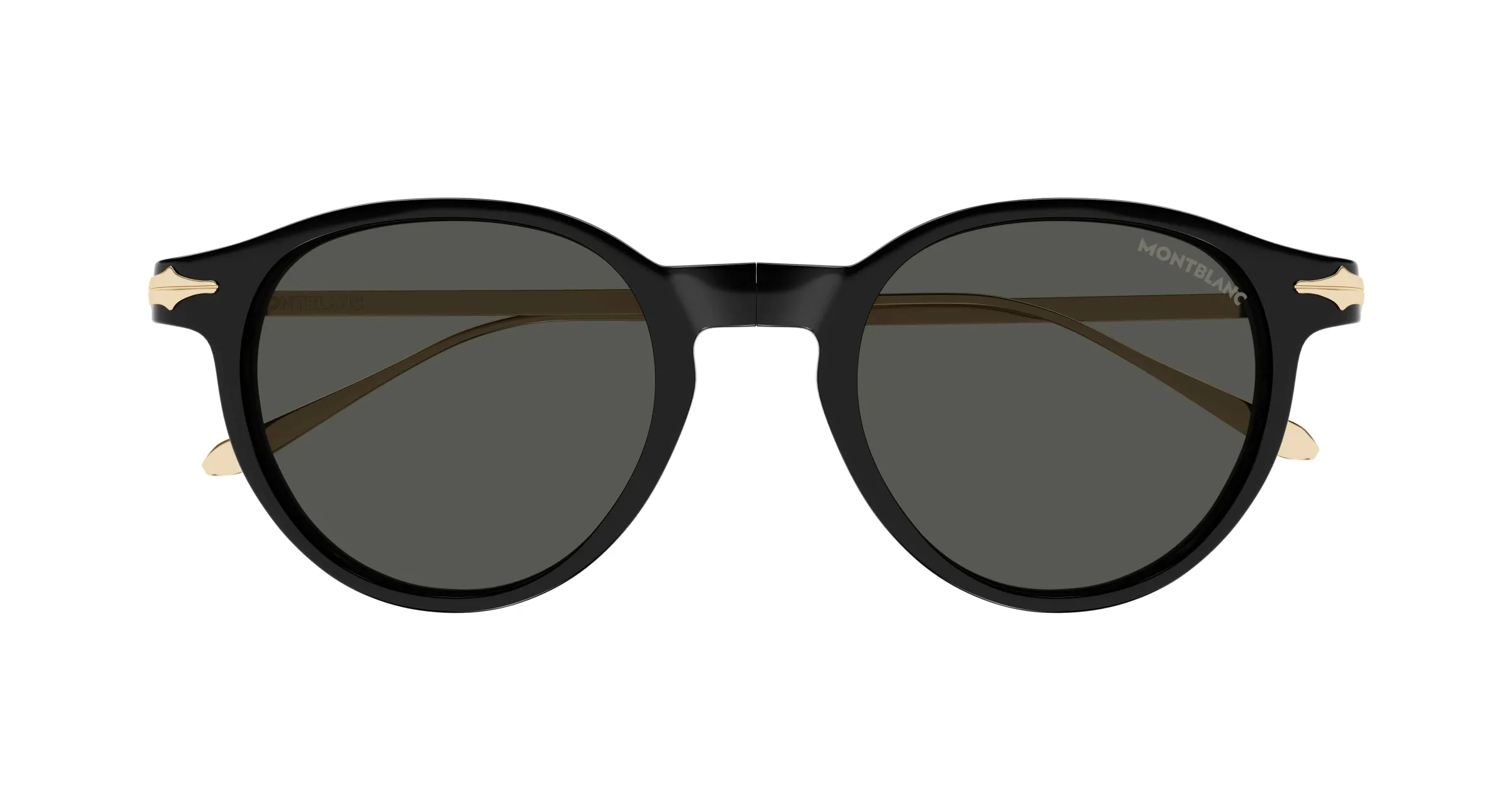 Montblanc MB0407S 001 Occhiali da sole Iniettato Nero Grigio Rotonda - immagine 2