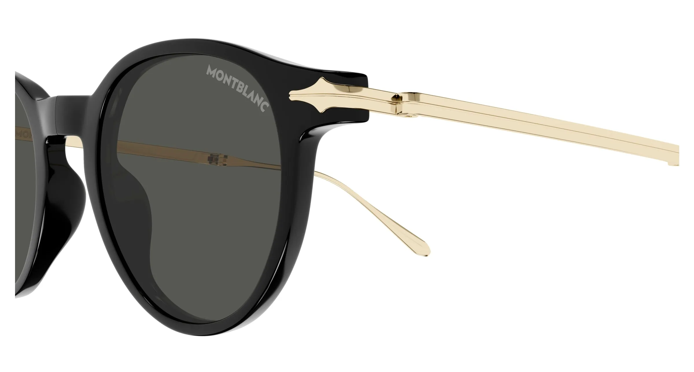 Montblanc MB0407S 001 Occhiali da sole Iniettato Nero Grigio Rotonda - immagine 3