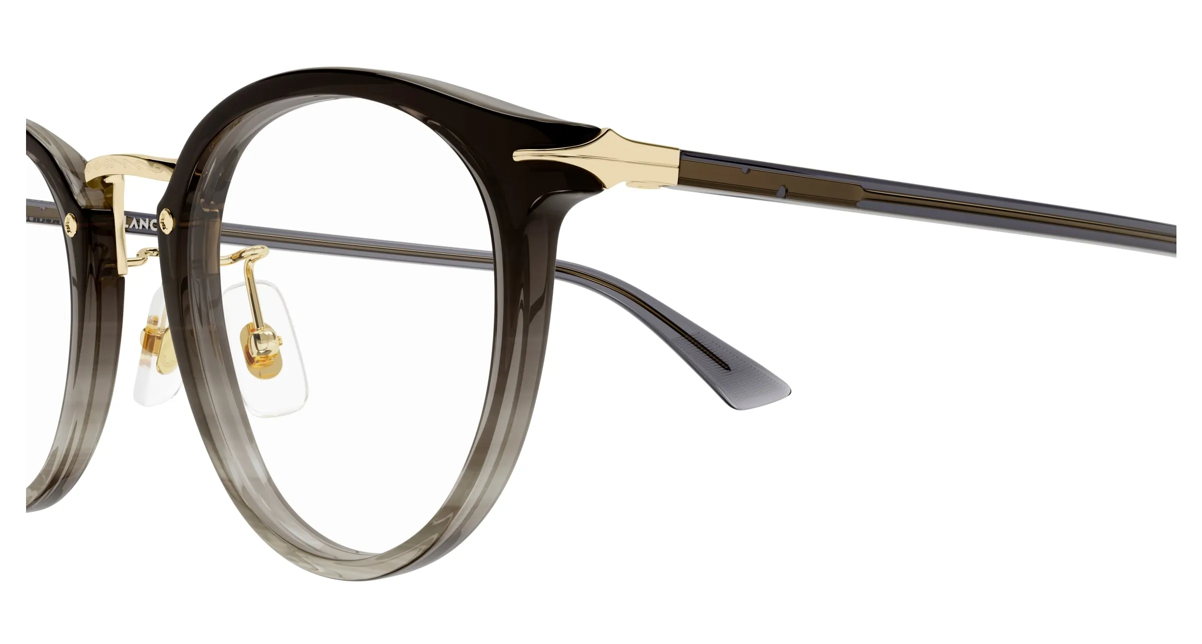 Montblanc MB0406O 003 Montature da vista Acetato Grigio Trasparente Rotonda - immagine 3