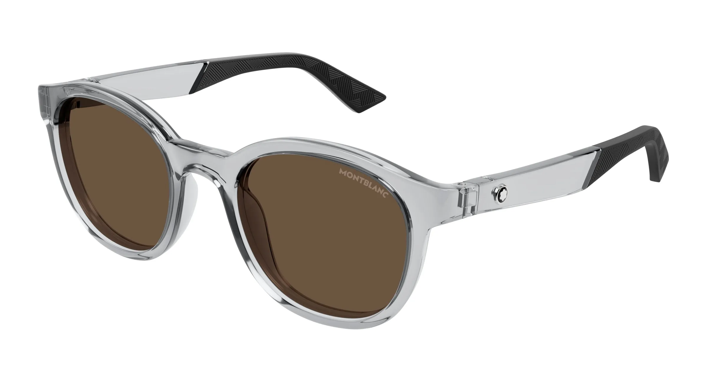 Montblanc MB0398S 004 Occhiali da sole Iniettato Grigio Marrone Rotonda - immagine 1