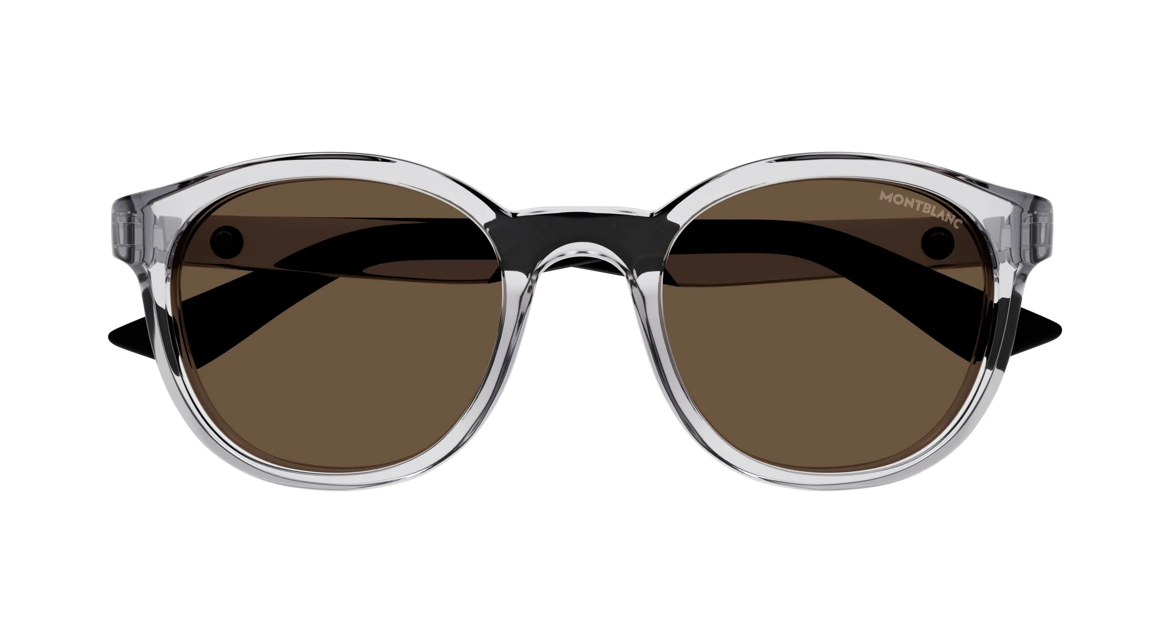 Montblanc MB0398S 004 Occhiali da sole Iniettato Grigio Marrone Rotonda - immagine 2
