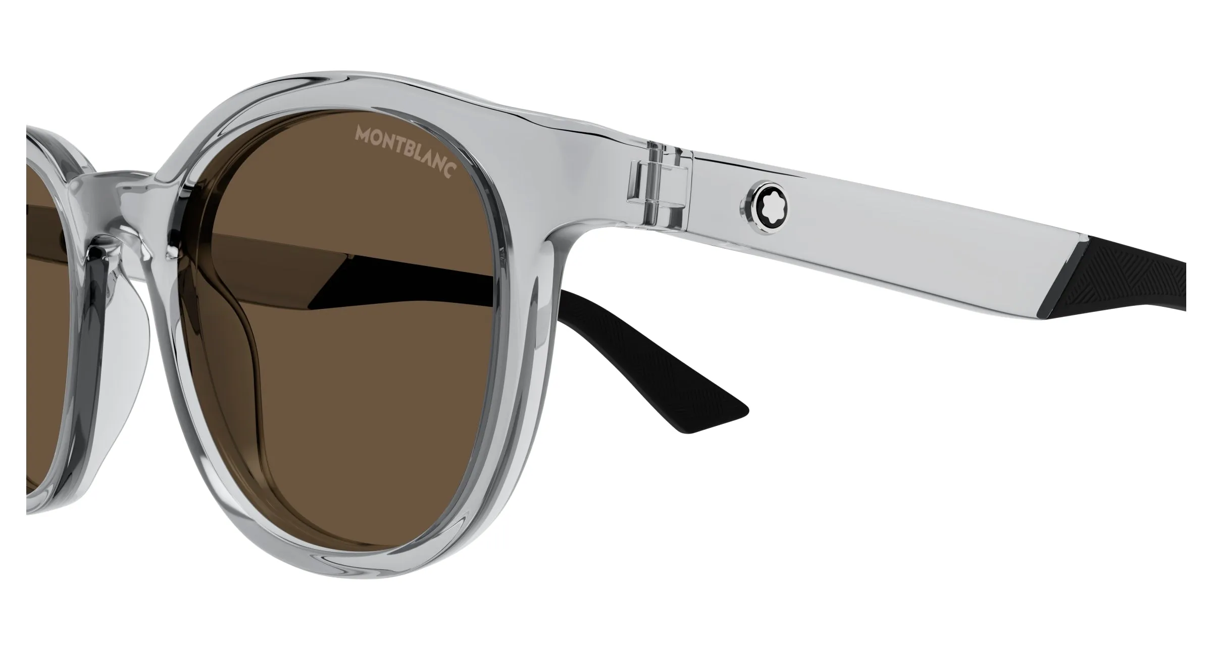 Montblanc MB0398S 004 Occhiali da sole Iniettato Grigio Marrone Rotonda - immagine 3