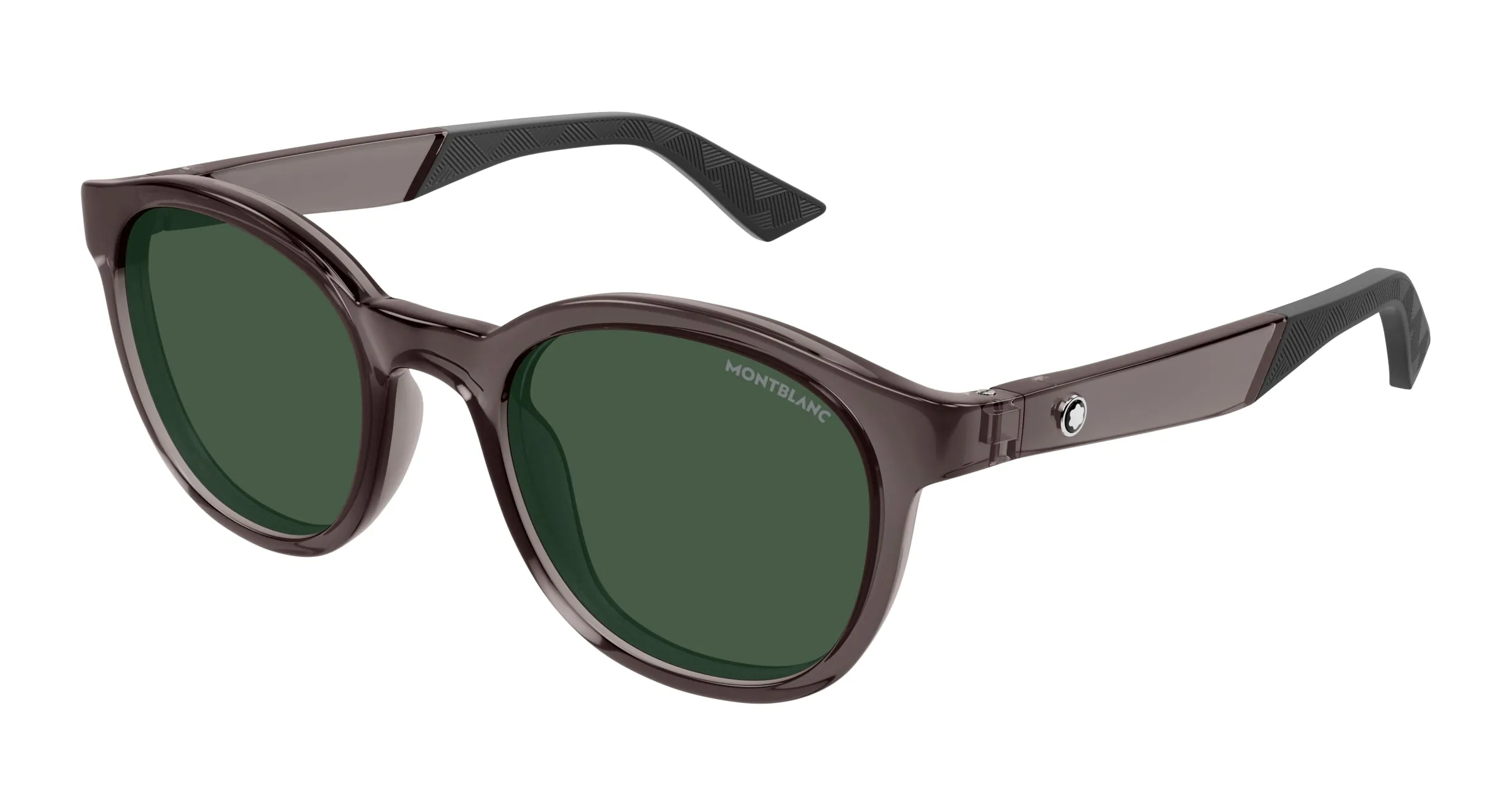 Montblanc MB0398S 003 Occhiali da sole Iniettato Grigio Verde Rotonda - immagine 1