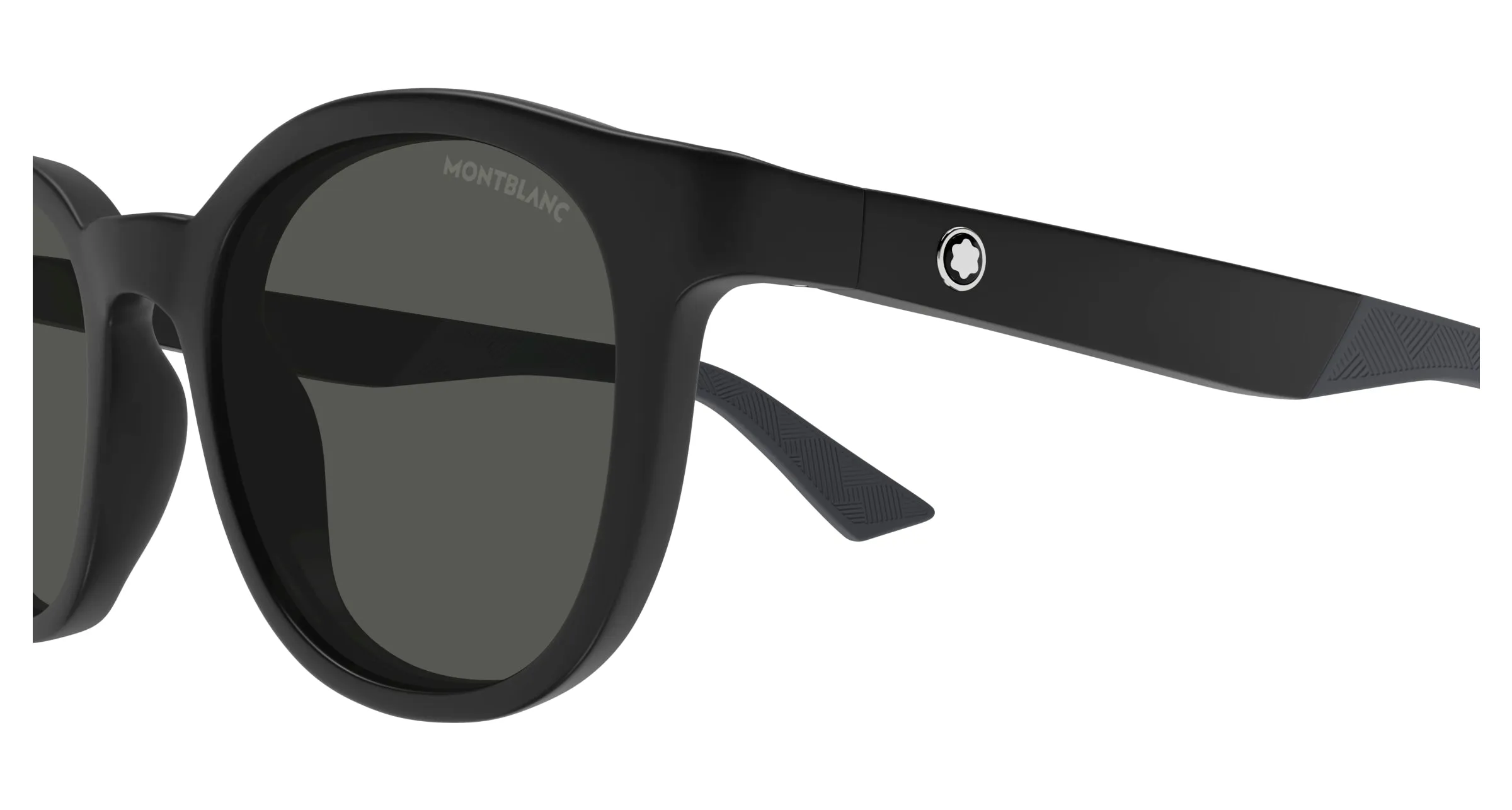 Montblanc MB0398S 002 Occhiali da sole Iniettato Nero Grigio Rotonda - immagine 3