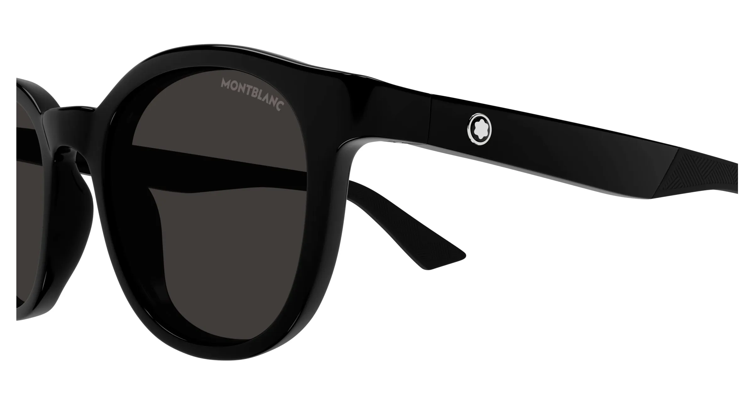 Montblanc MB0398S 001 Occhiali da sole Iniettato Nero Grigio Rotonda - immagine 3