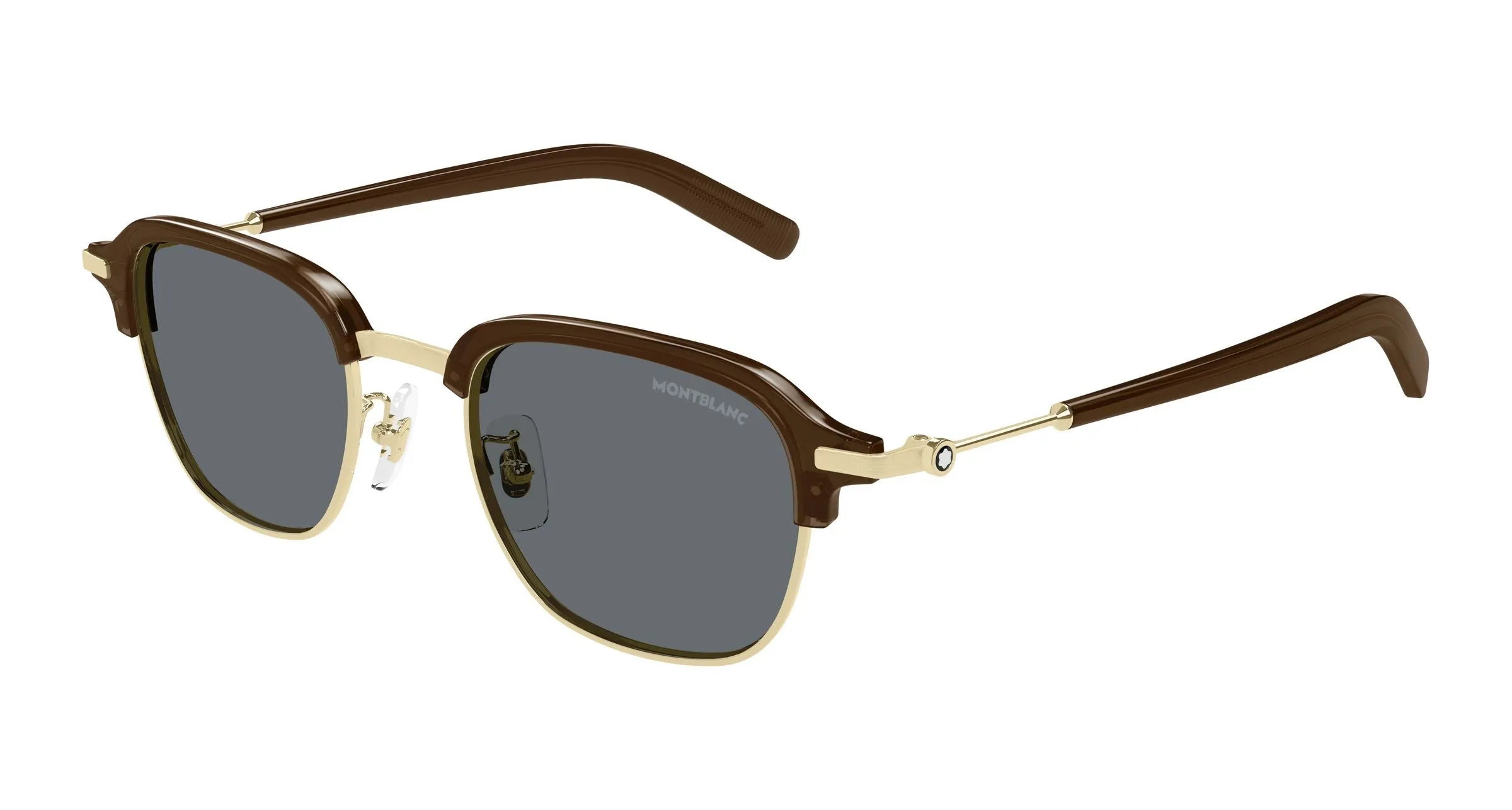 Montblanc MB0390S 005 Occhiali da sole Metallo Oro Grigio Squadrata - immagine 1