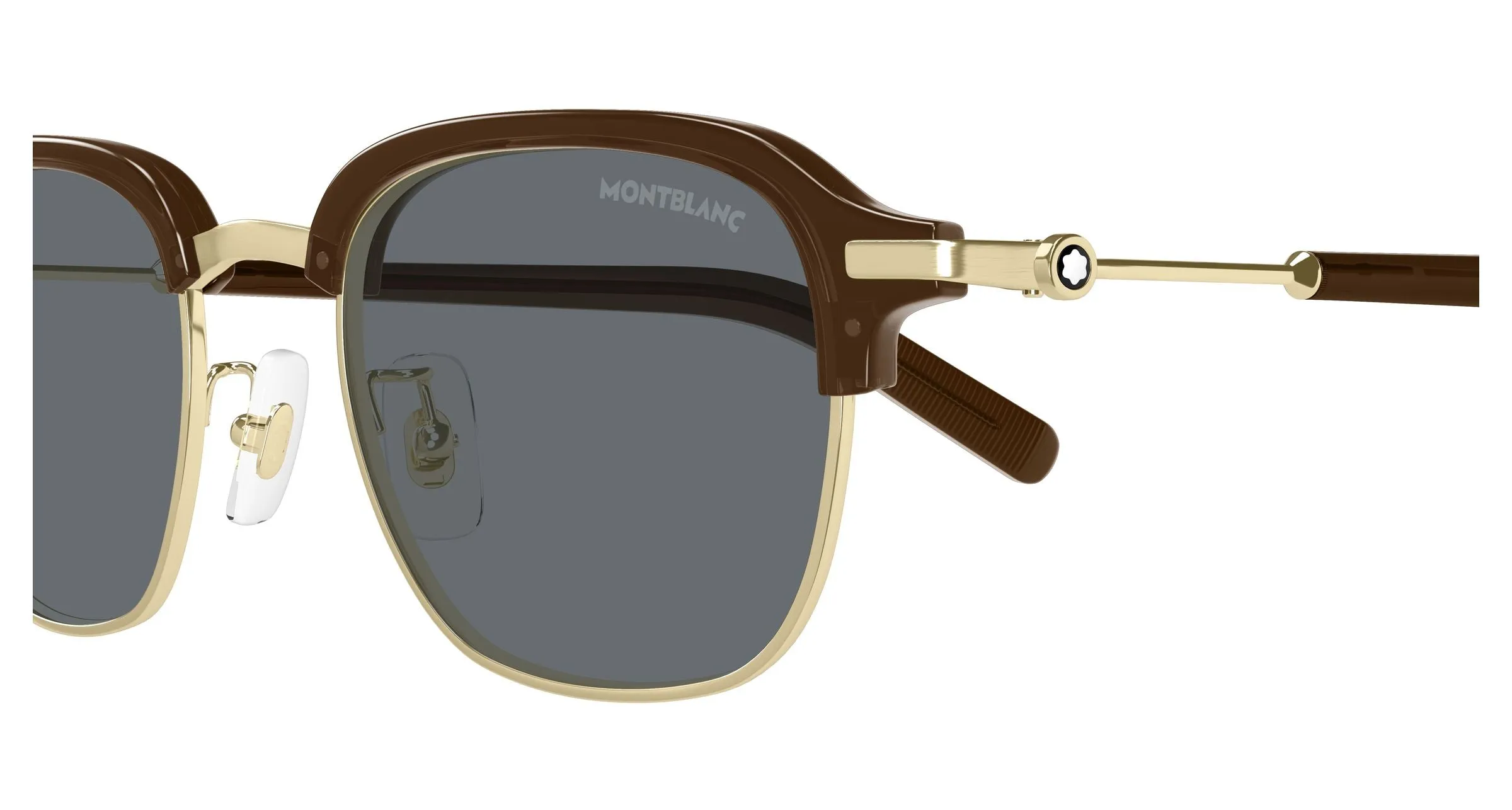 Montblanc MB0390S 005 Occhiali da sole Metallo Oro Grigio Squadrata - immagine 3