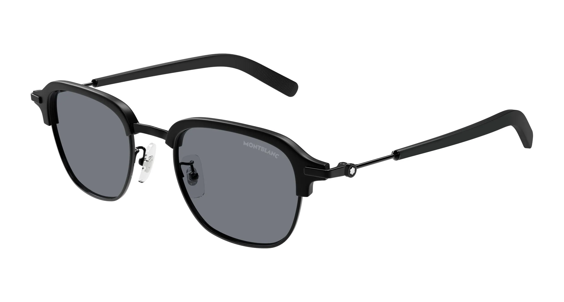 Montblanc MB0390S 003 Occhiali da sole Metallo Nero Grigio Squadrata - immagine 1