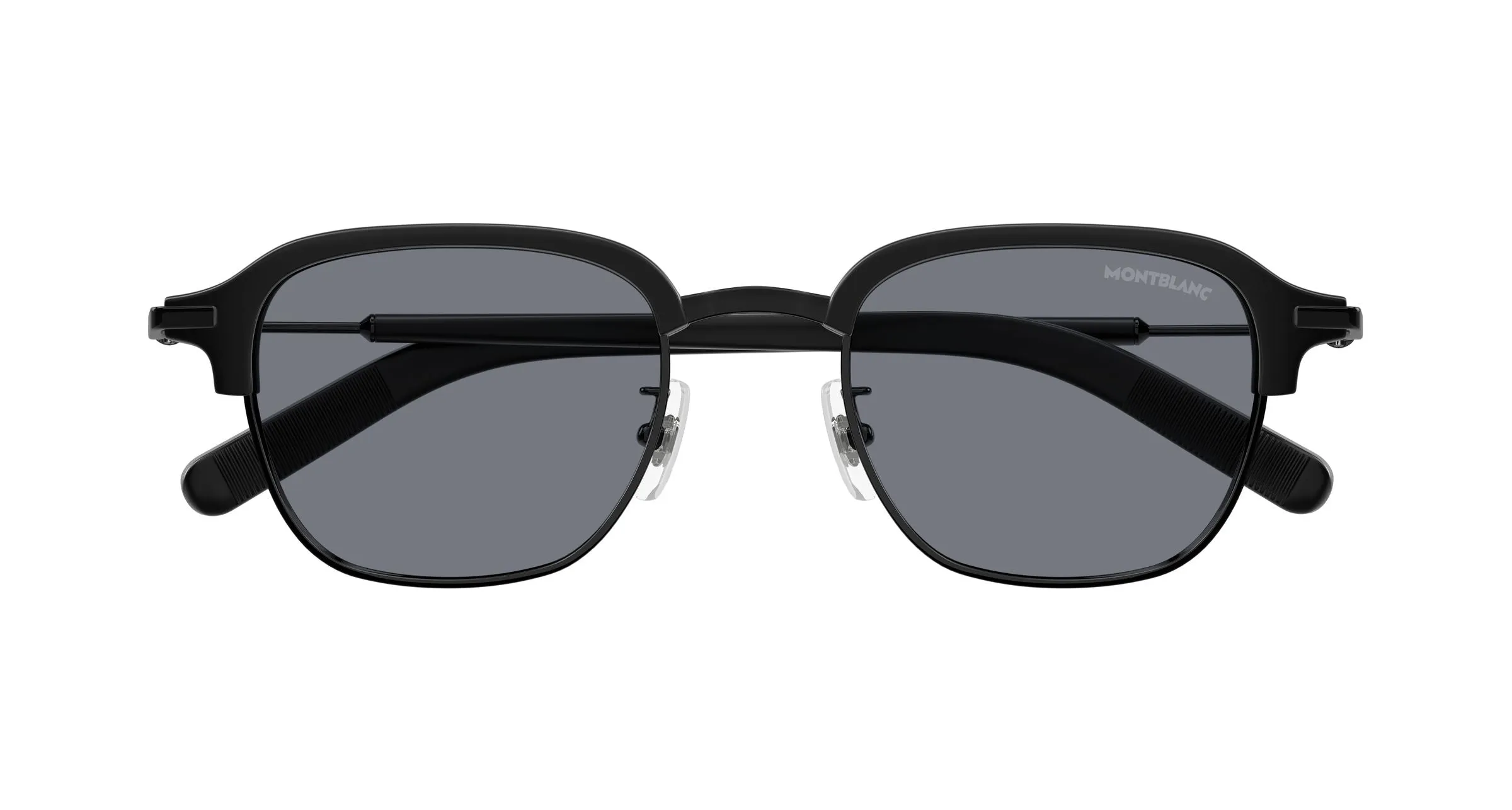 Montblanc MB0390S 003 Occhiali da sole Metallo Nero Grigio Squadrata - immagine 2