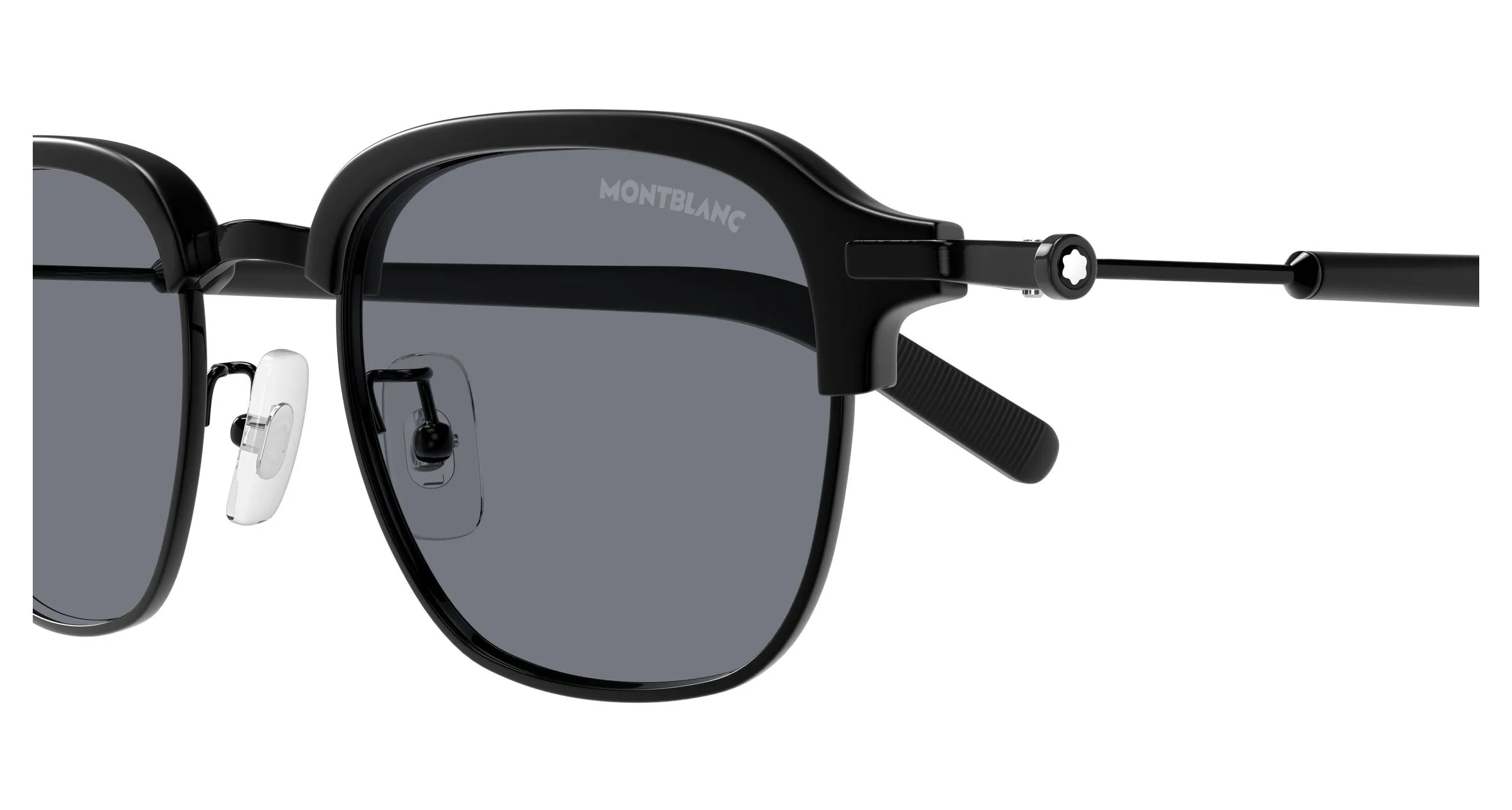 Montblanc MB0390S 003 Occhiali da sole Metallo Nero Grigio Squadrata - immagine 3