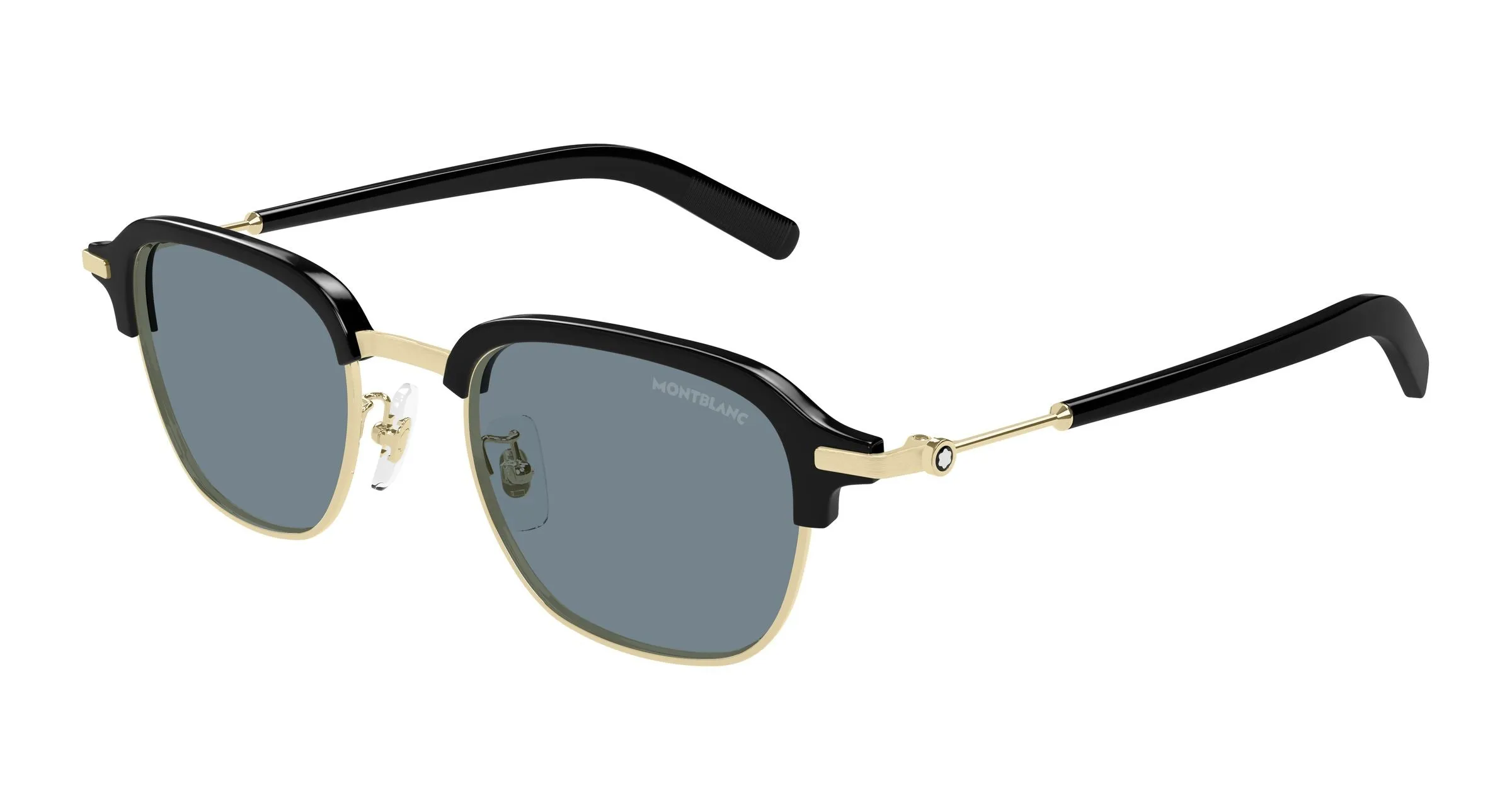 Montblanc MB0390S 002 Occhiali da sole Metallo Oro Blu Squadrata - immagine 1