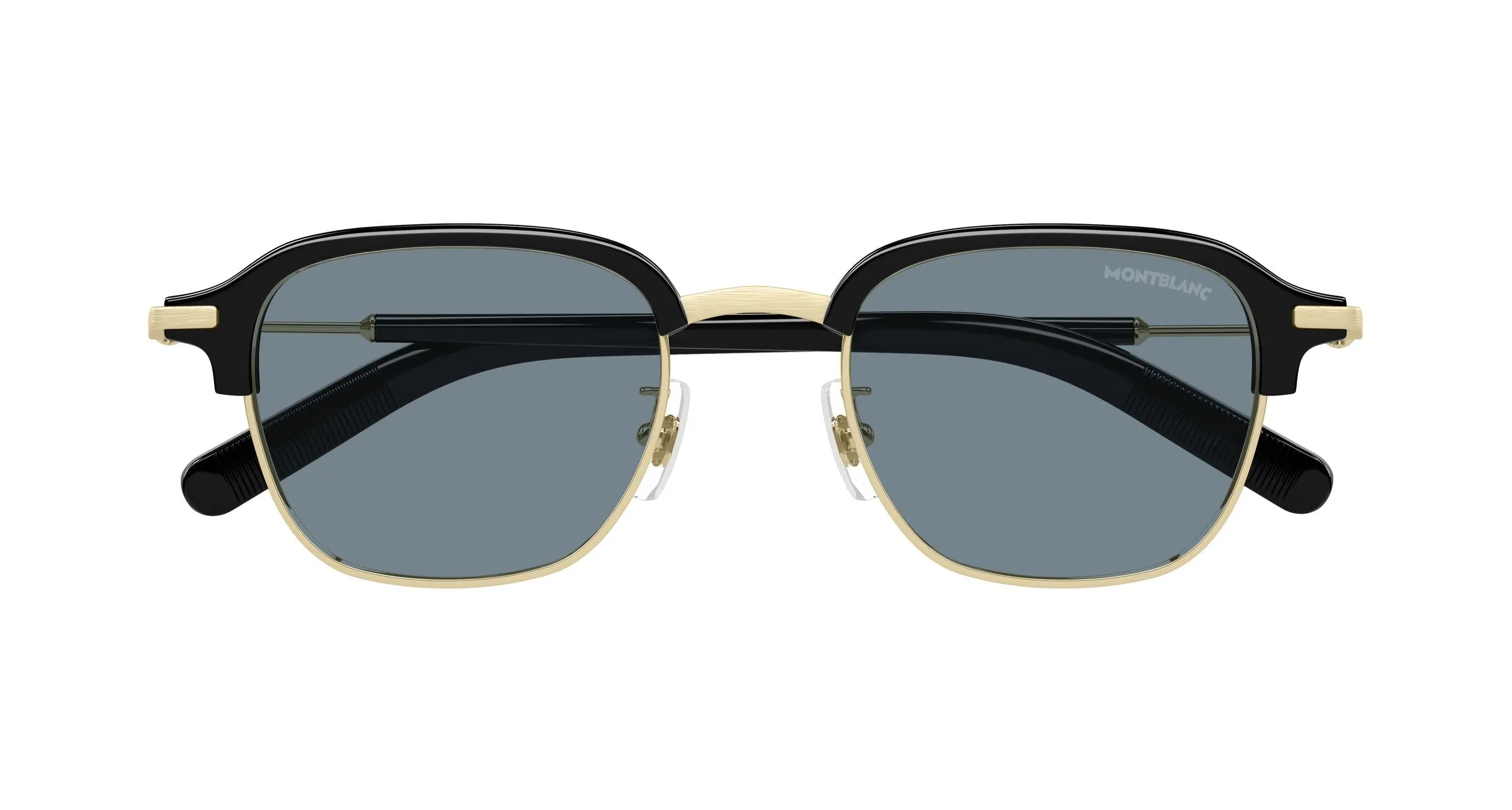 Montblanc MB0390S 002 Occhiali da sole Metallo Oro Blu Squadrata - immagine 2