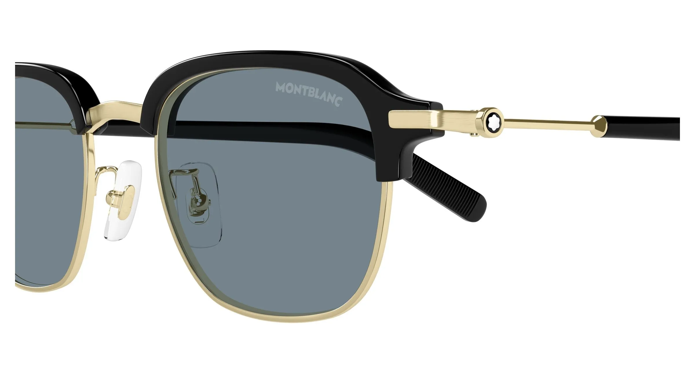 Montblanc MB0390S 002 Occhiali da sole Metallo Oro Blu Squadrata - immagine 3