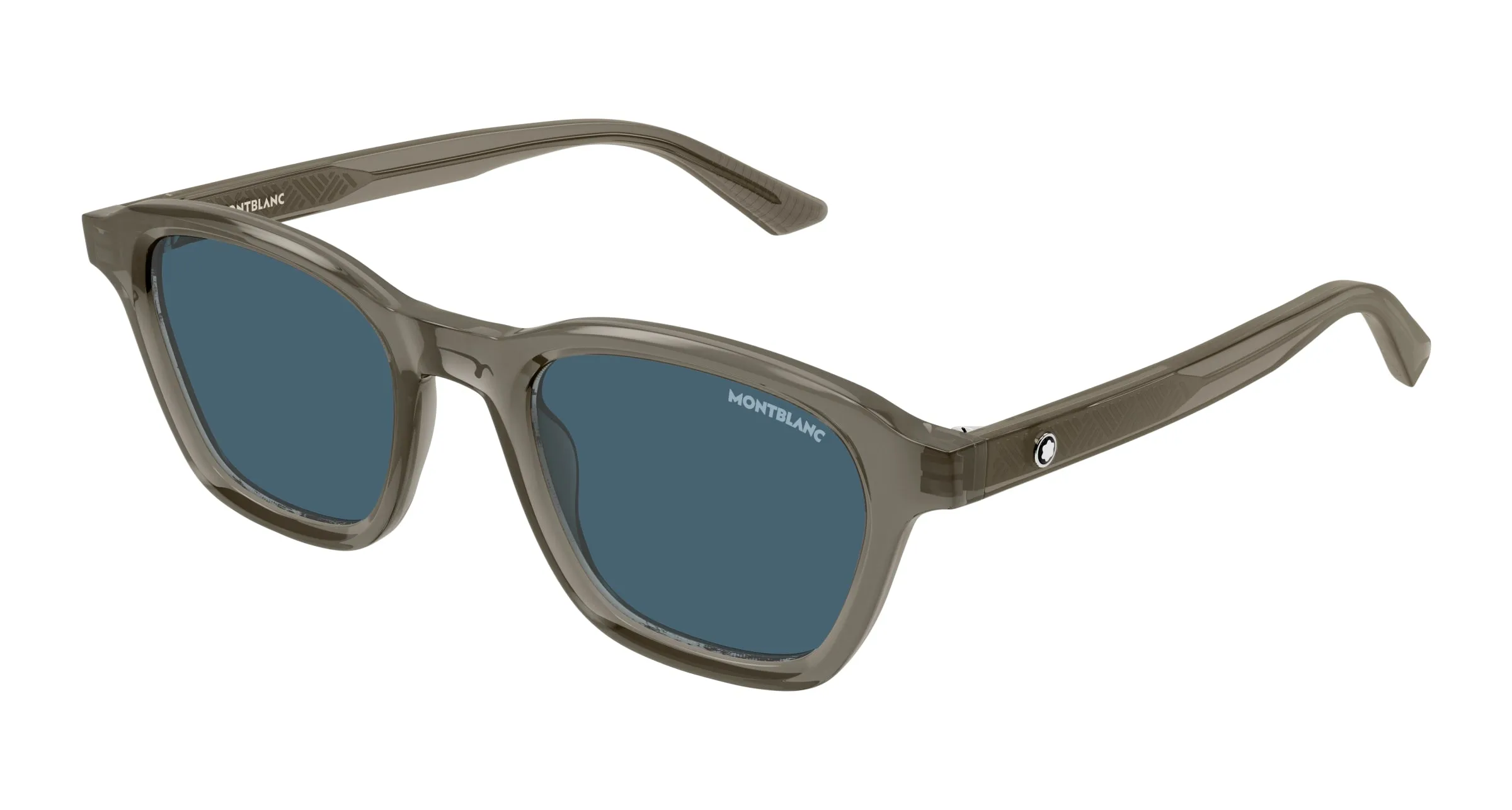 Montblanc MB0384S 003 Occhiali da sole Acetato Grigio Blu Rotonda - immagine 1