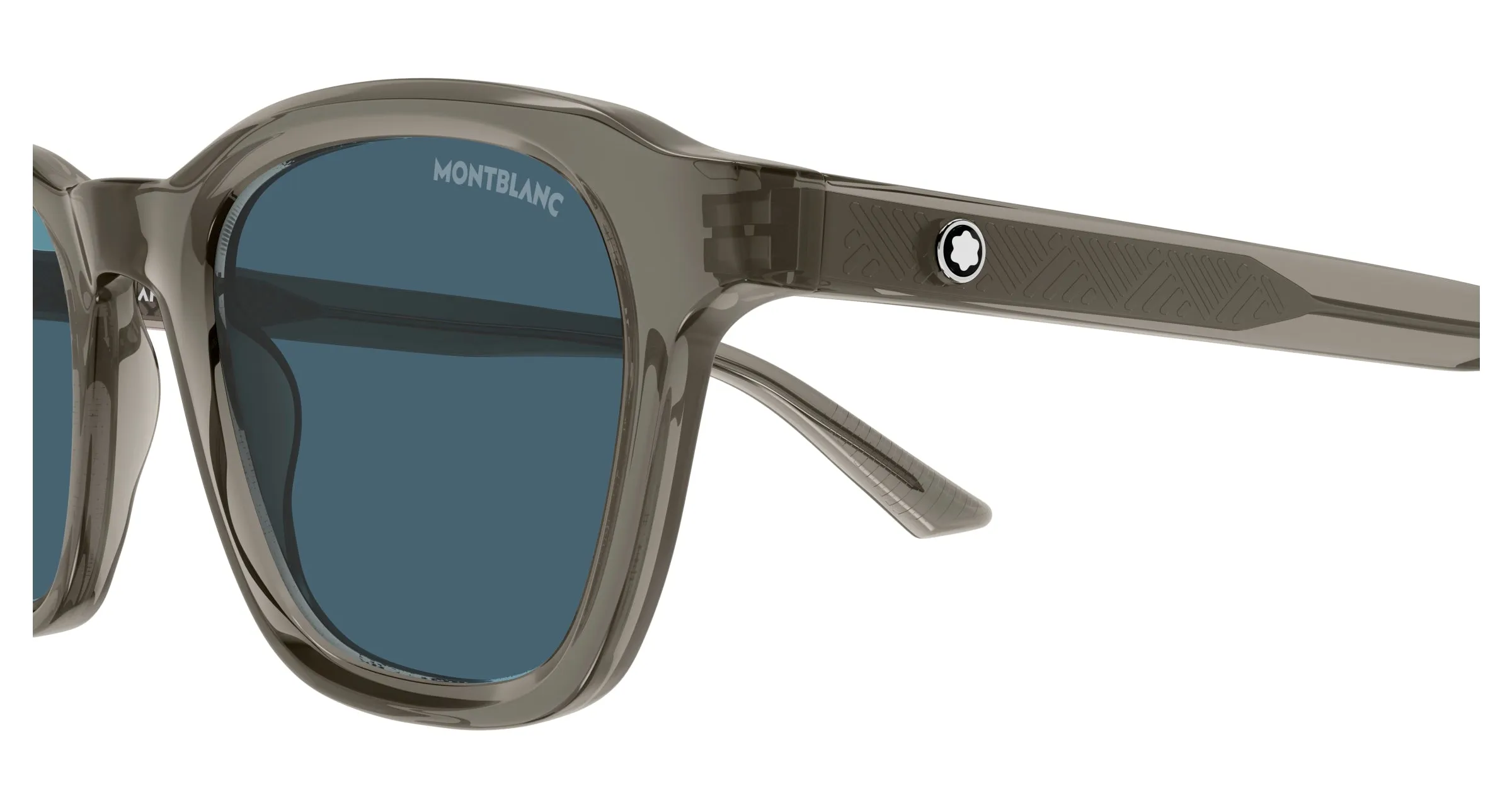 Montblanc MB0384S 003 Occhiali da sole Acetato Grigio Blu Rotonda - immagine 3