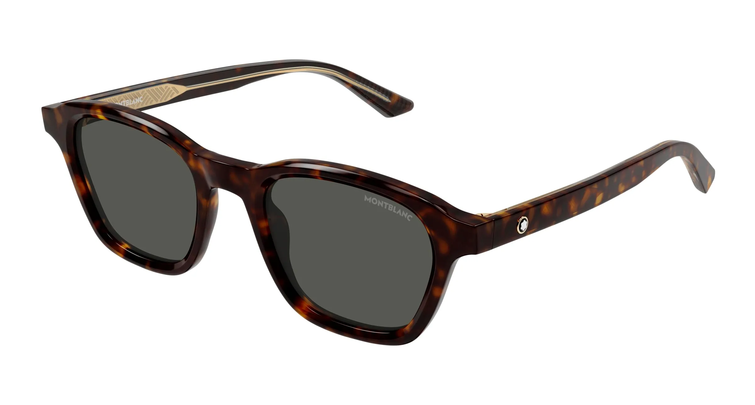 Montblanc MB0384S 002 Occhiali da sole Acetato Havana Grigio Rotonda - immagine 1