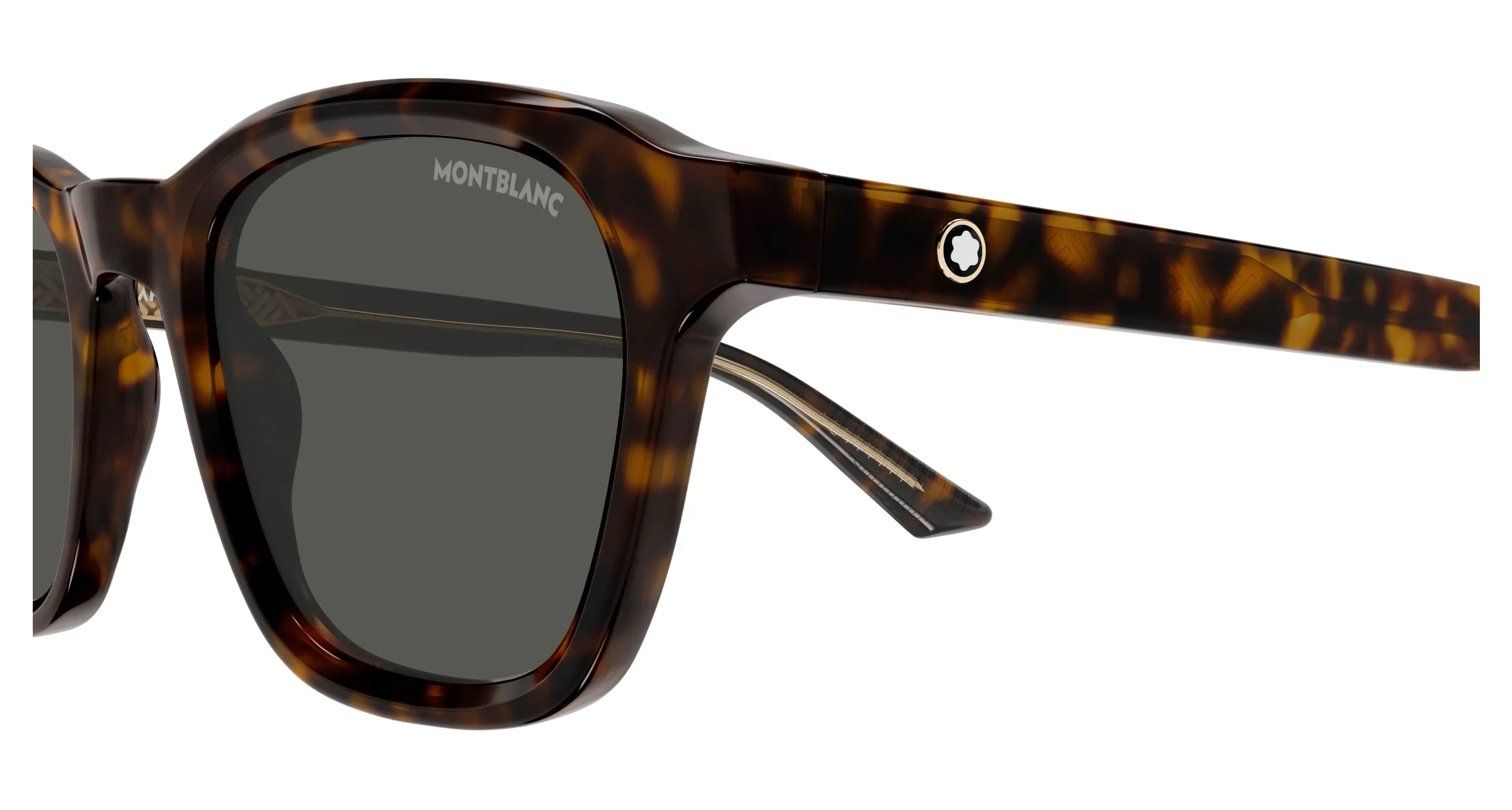 Montblanc MB0384S 002 Occhiali da sole Acetato Havana Grigio Rotonda - immagine 3
