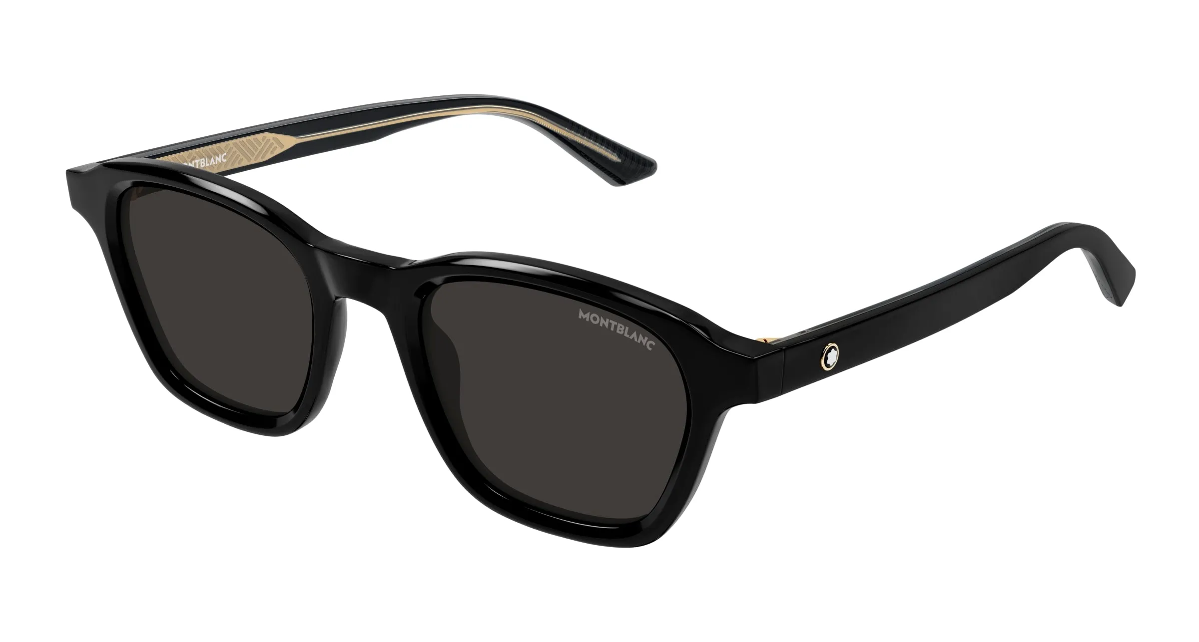 Montblanc MB0384S 001 Occhiali da sole Acetato Nero Grigio Rotonda - immagine 1