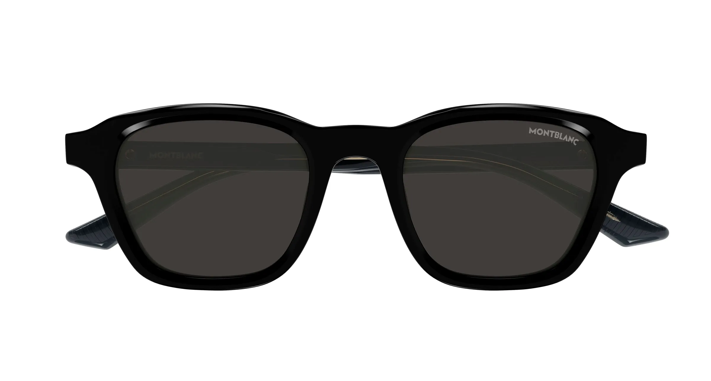 Montblanc MB0384S 001 Occhiali da sole Acetato Nero Grigio Rotonda - immagine 2