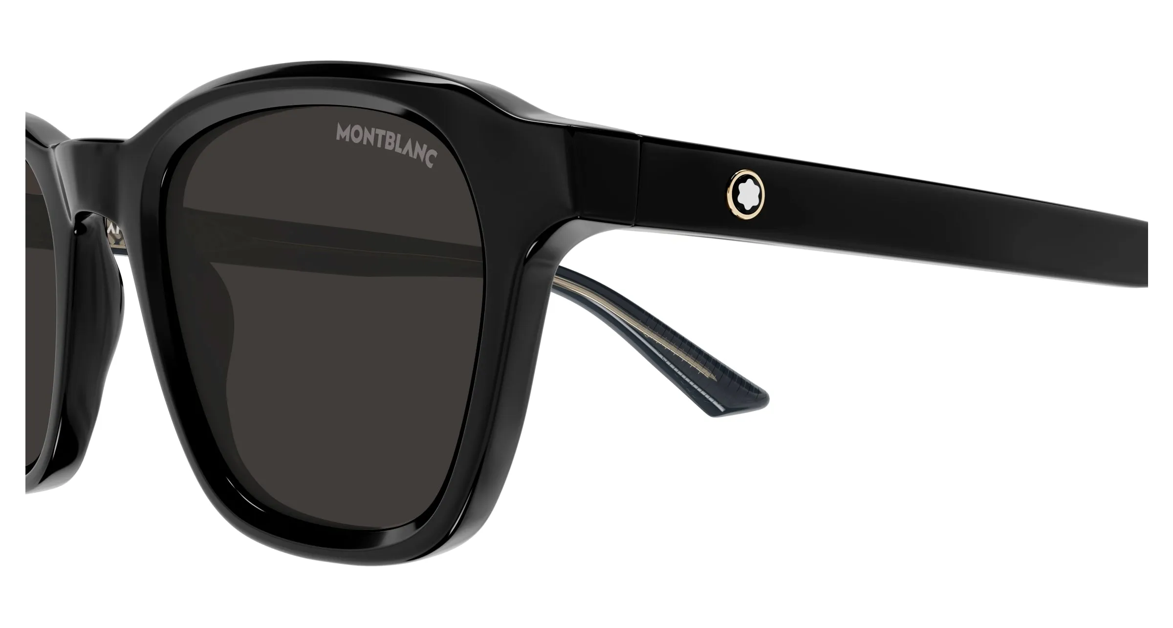 Montblanc MB0384S 001 Occhiali da sole Acetato Nero Grigio Rotonda - immagine 3