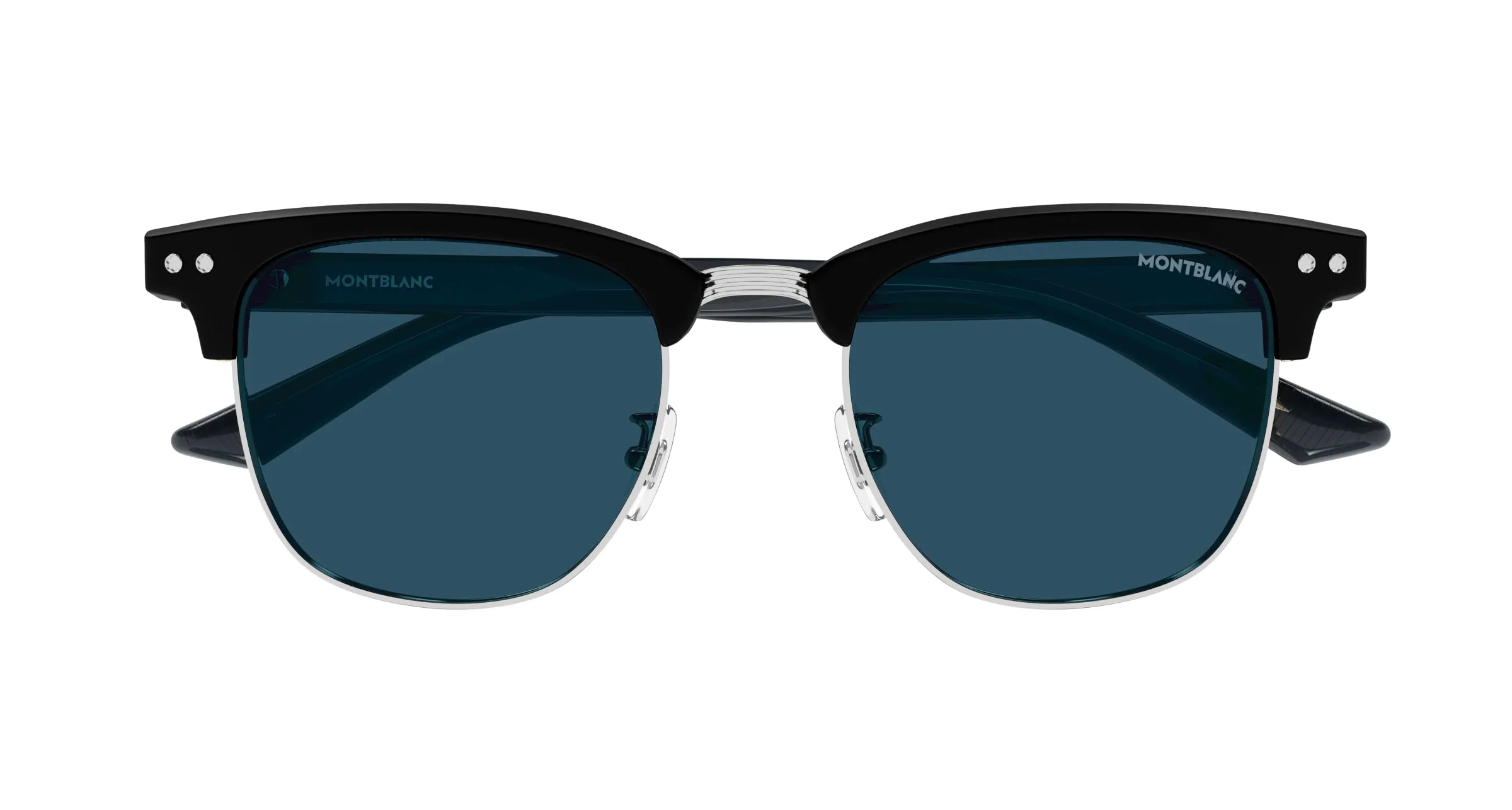 Montblanc MB0382S 002 Occhiali da sole Acetato Nero Blu Squadrata - immagine 2