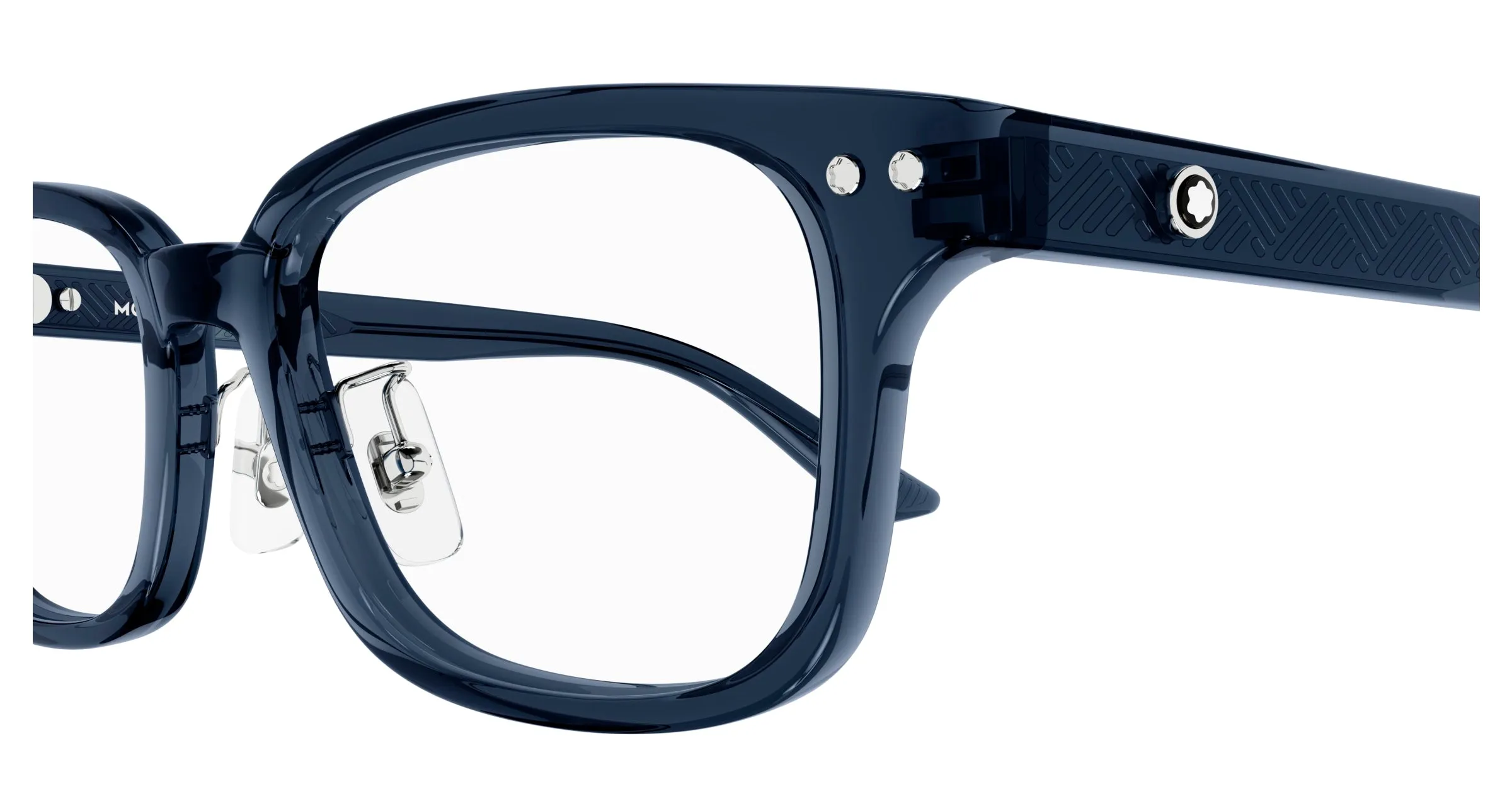 Montblanc MB0379OJ 003 Montature da vista Acetato Blu Trasparente Squadrata - immagine 3