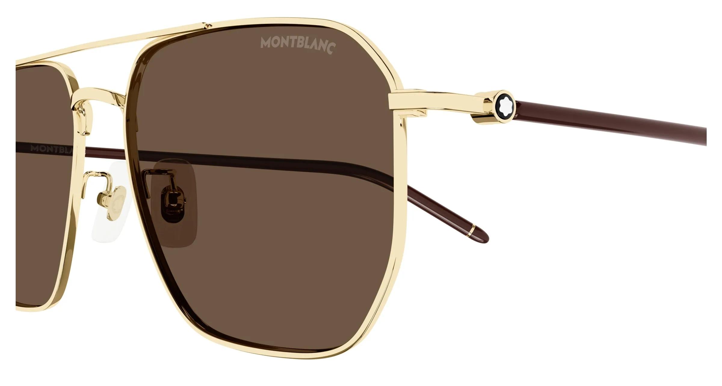 Montblanc MB0367SA 003 Occhiali da sole Metallo Oro Marrone Pilot - immagine 3
